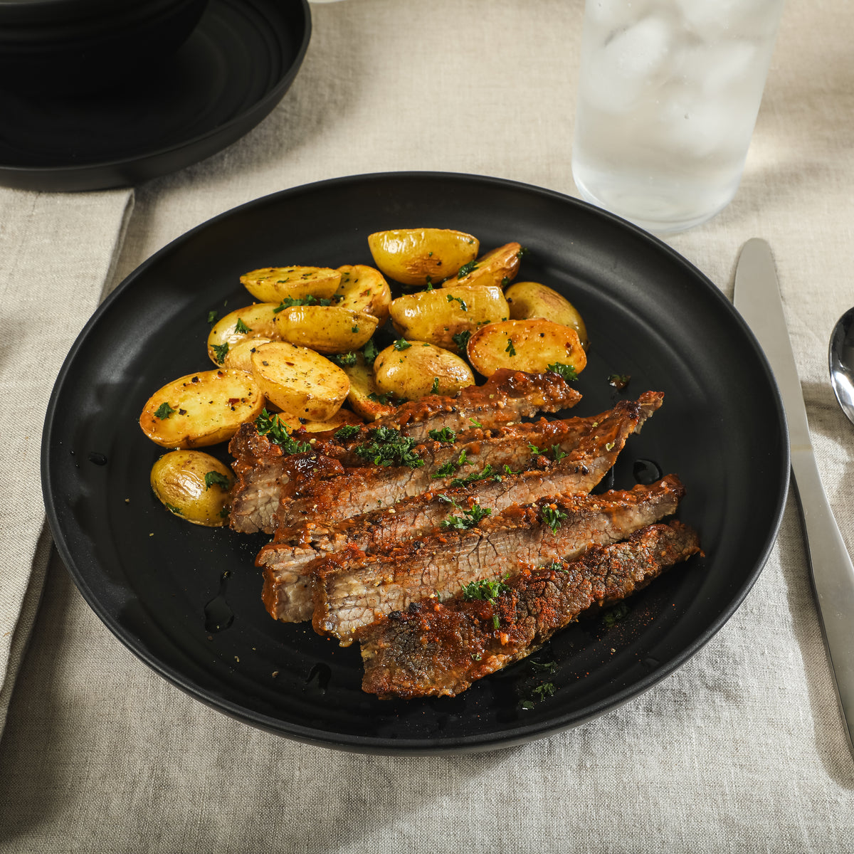 Gibson Home Carmel Haze Plates and Bowls Set, 12 Piece Wheat Straw Dinnerware with Tumblers, Set for 4, Unbreakable & Lightweight, Dishwasher Safe, Matte Black