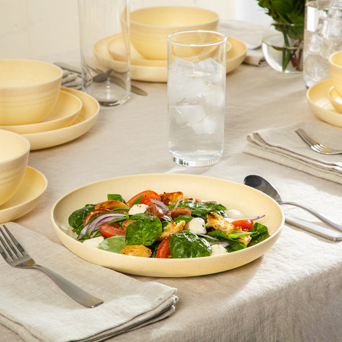 Gibson Home Carmel Haze Plates and Bowls Set, 12 Piece Wheat Straw Dinnerware with Tumblers, Set for 4, Unbreakable & Lightweight, Dishwasher Safe, Matte Black