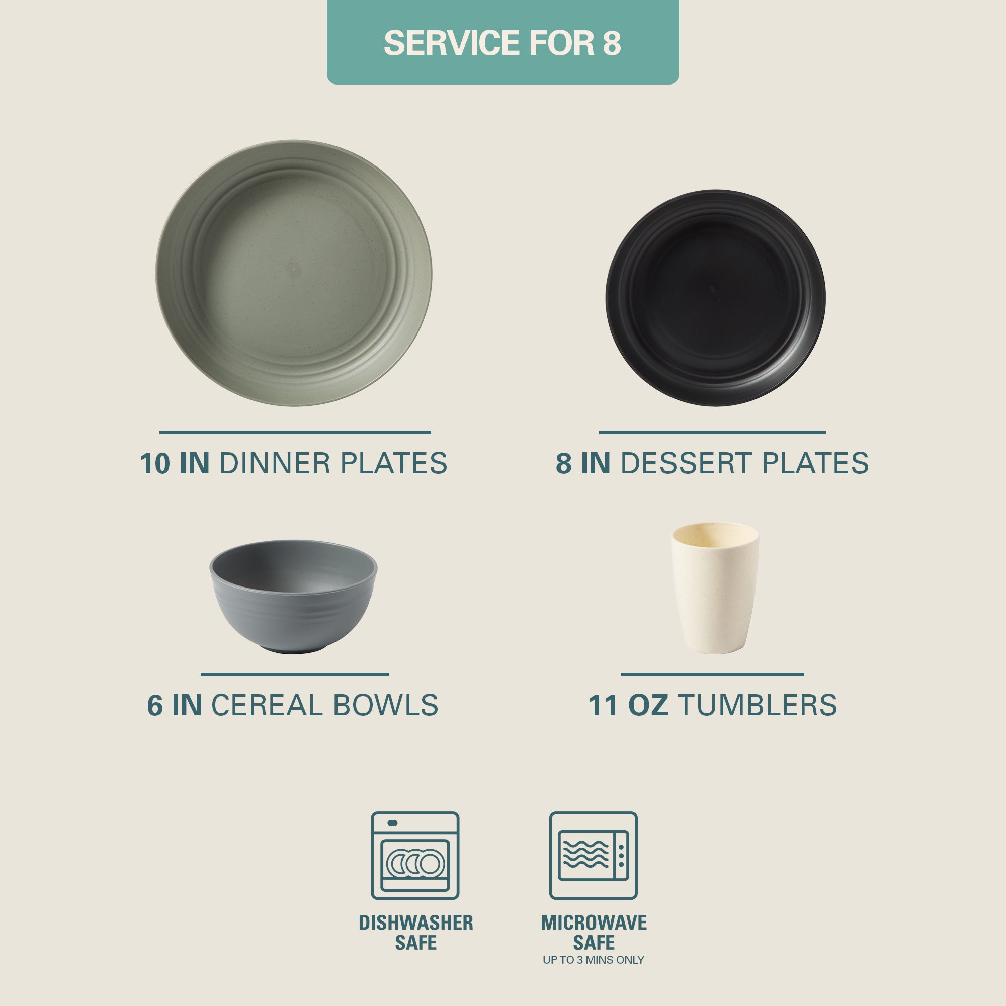 Gibson Home Plates and Bowls Set, 32 Piece Wheat Straw Dinnerware for 8 with Tumblers, Matte, Unbreakable & Lightweight, Dishwasher Safe, 4 Colors