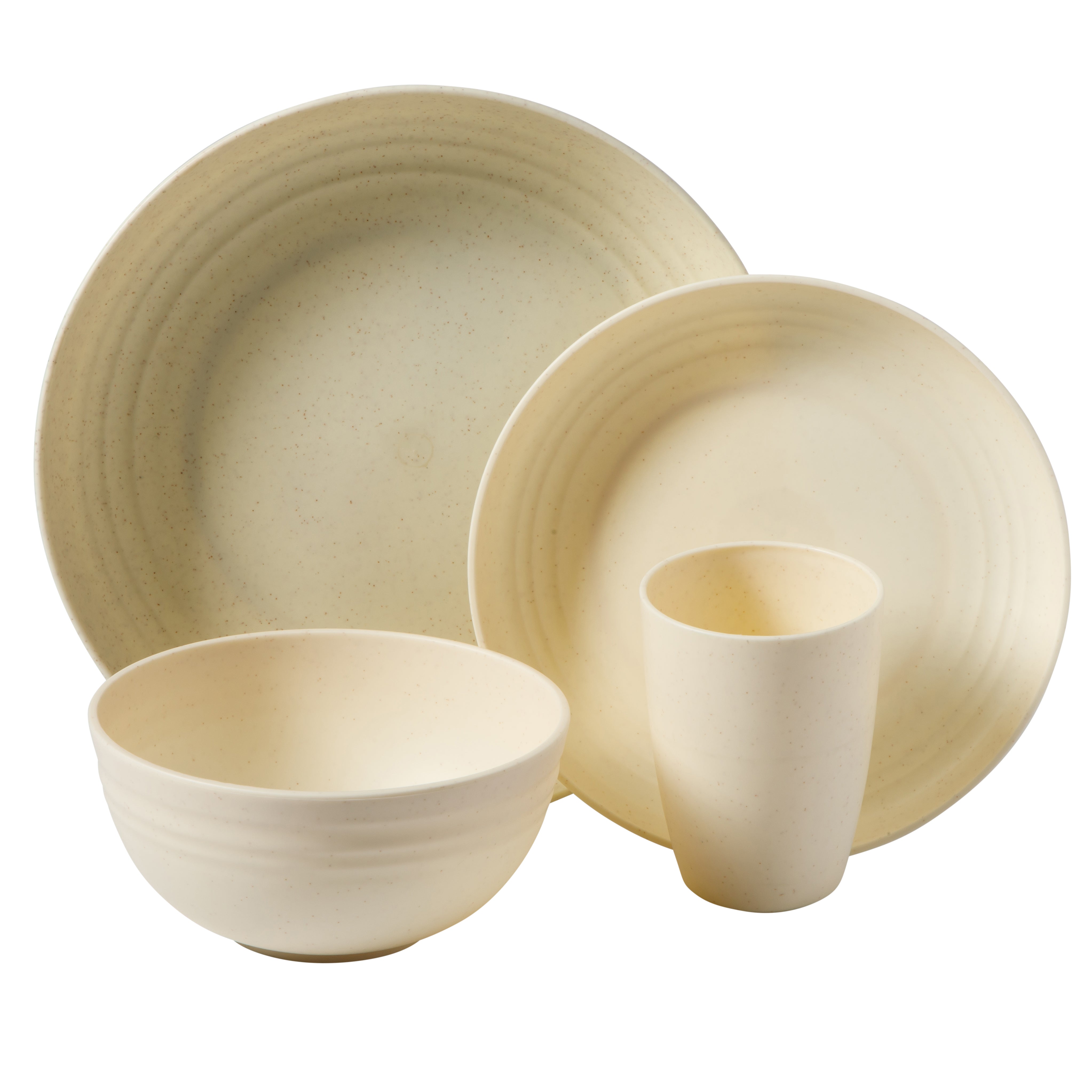 Gibson Home Plates and Bowls Set, 32 Piece Wheat Straw Dinnerware for 8 with Tumblers, Matte, Unbreakable & Lightweight, Dishwasher Safe, 4 Colors