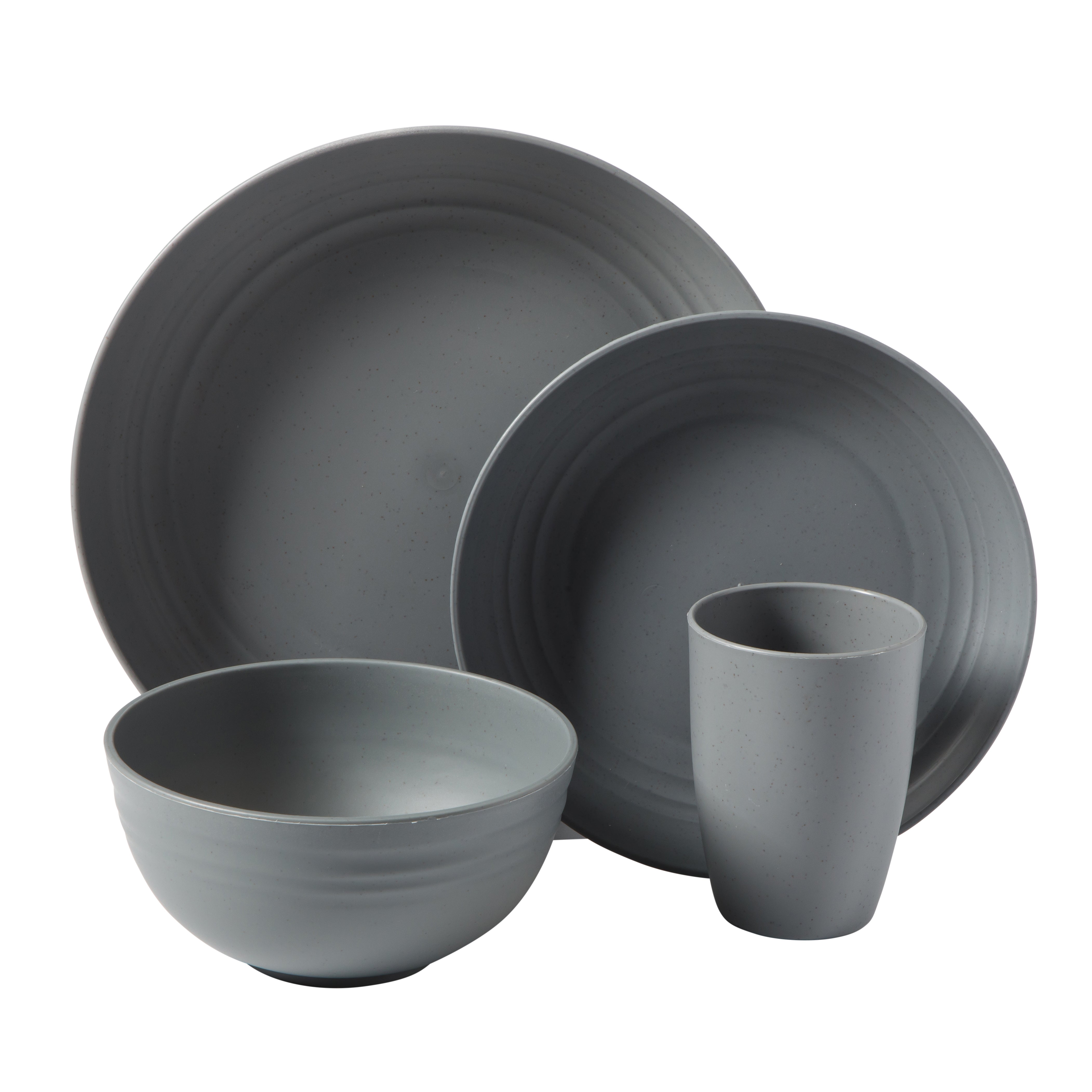 Gibson Home Plates and Bowls Set, 32 Piece Wheat Straw Dinnerware for 8 with Tumblers, Matte, Unbreakable & Lightweight, Dishwasher Safe, 4 Colors