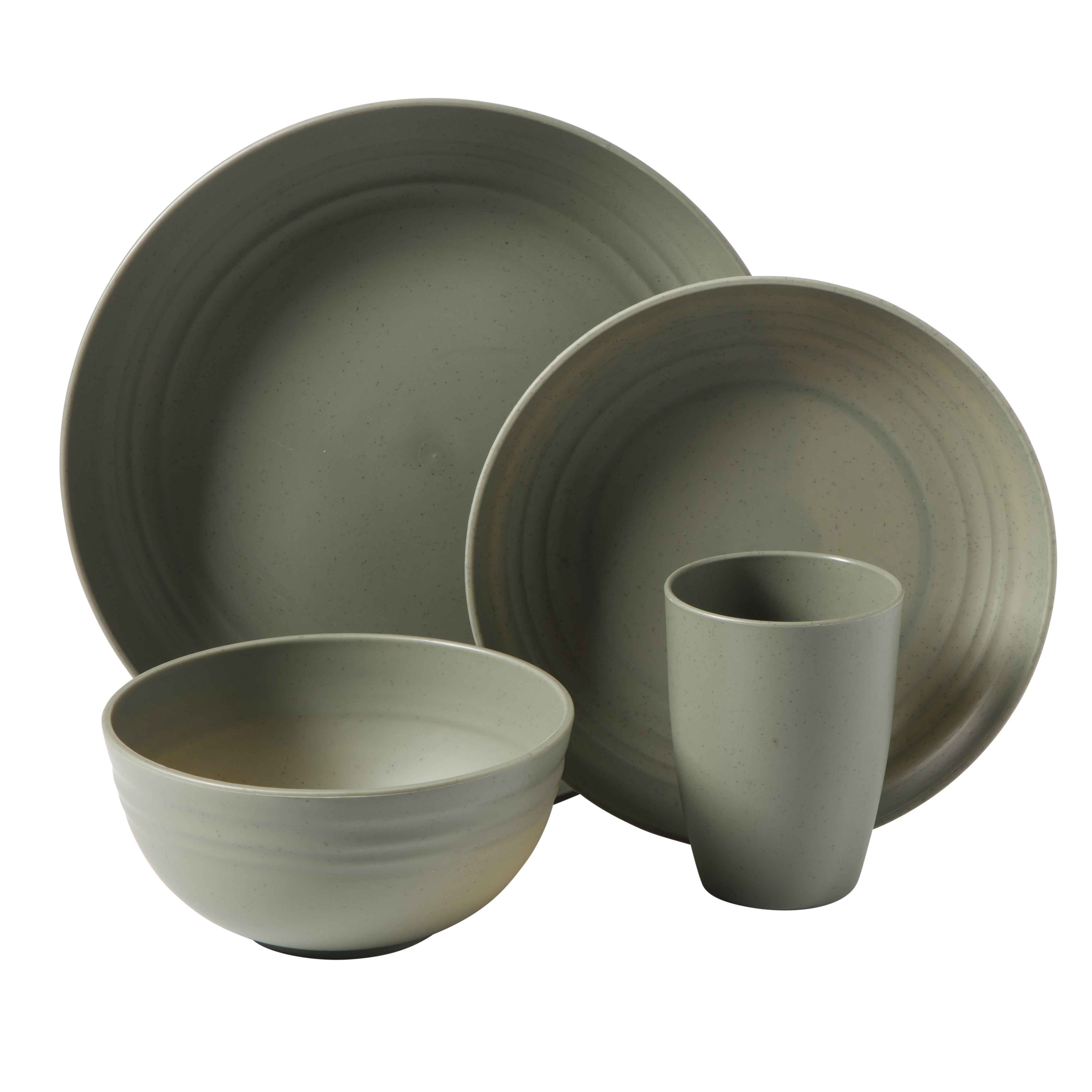 Gibson Home Plates and Bowls Set, 32 Piece Wheat Straw Dinnerware for 8 with Tumblers, Matte, Unbreakable & Lightweight, Dishwasher Safe, 4 Colors