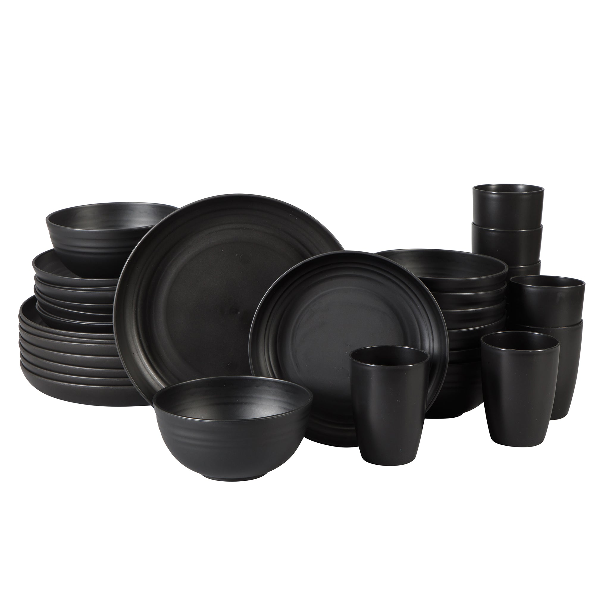 Gibson Home Plates and Bowls Set, 32 Piece Wheat Straw Dinnerware for 8 with Tumblers, Matte, Unbreakable & Lightweight, Dishwasher Safe, 4 Colors