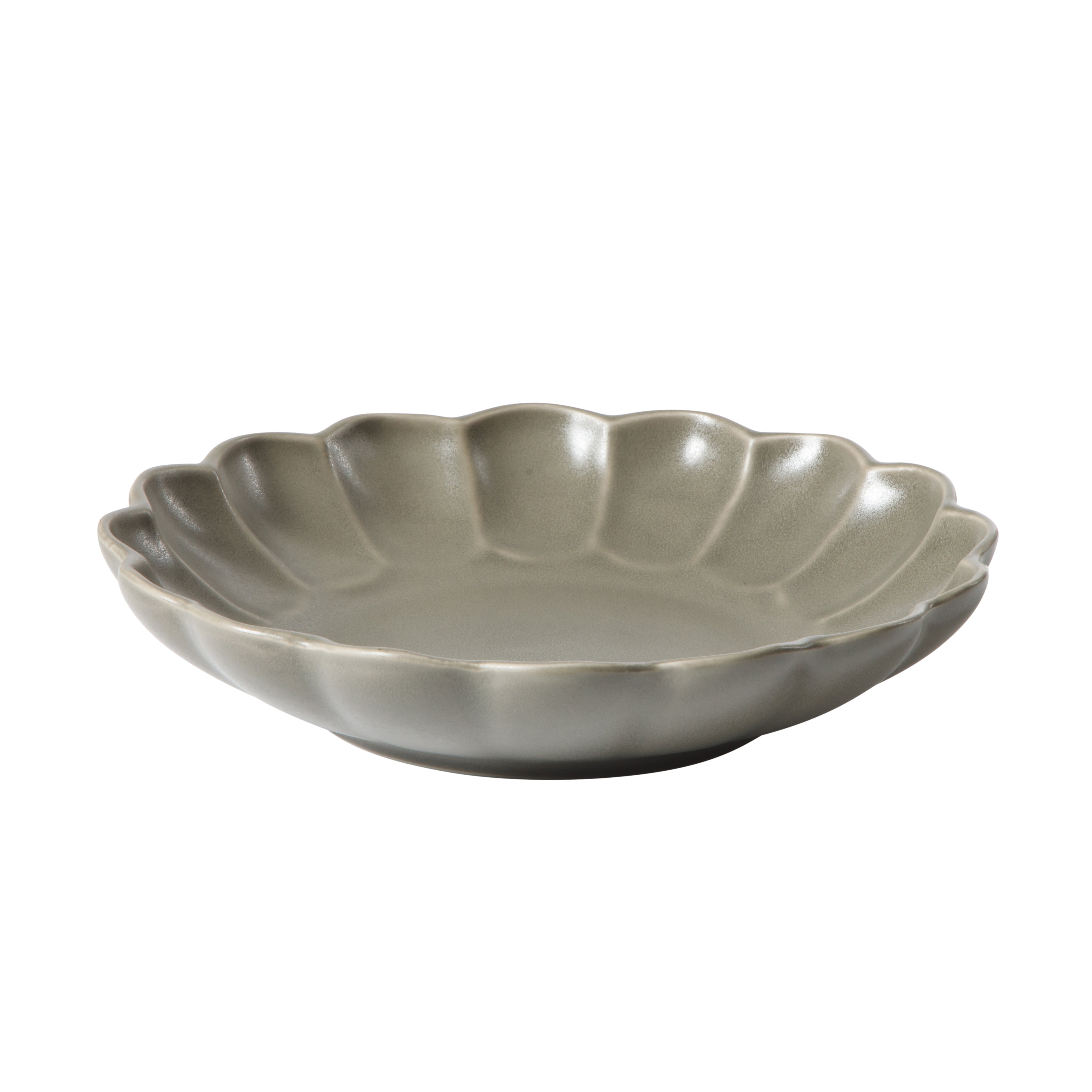 Bloomhouse Plates and Bowls Set, 16 Piece Stoneware Dinnerware for 4, Scallop Embossed, Oprah's Favorite Things, Dishwasher & Microwave Safe, Black