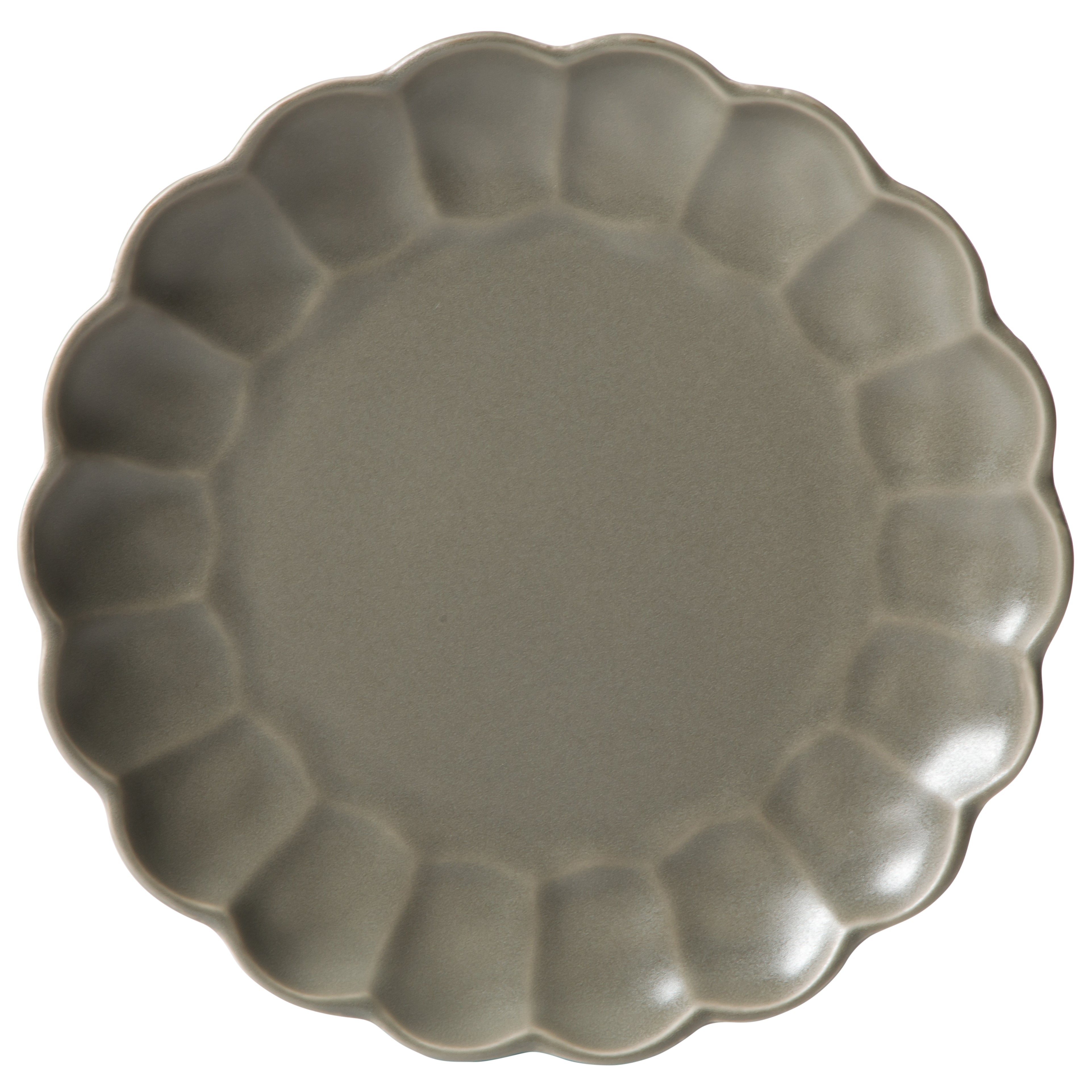 Bloomhouse Plates and Bowls Set, 16 Piece Stoneware Dinnerware for 4, Scallop Embossed, Oprah's Favorite Things, Dishwasher & Microwave Safe, Black