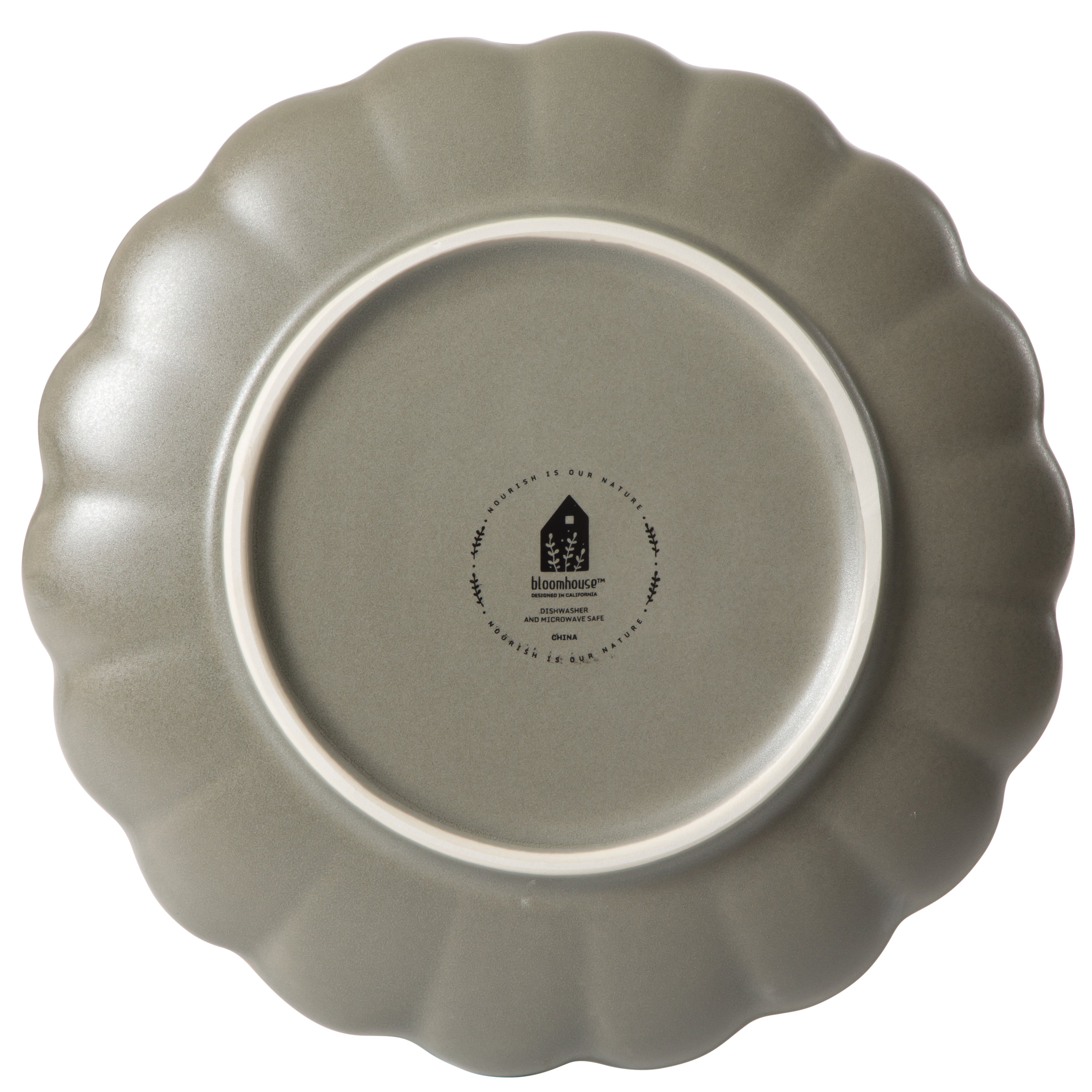 Bloomhouse Plates and Bowls Set, 16 Piece Stoneware Dinnerware for 4, Scallop Embossed, Oprah's Favorite Things, Dishwasher & Microwave Safe, Black