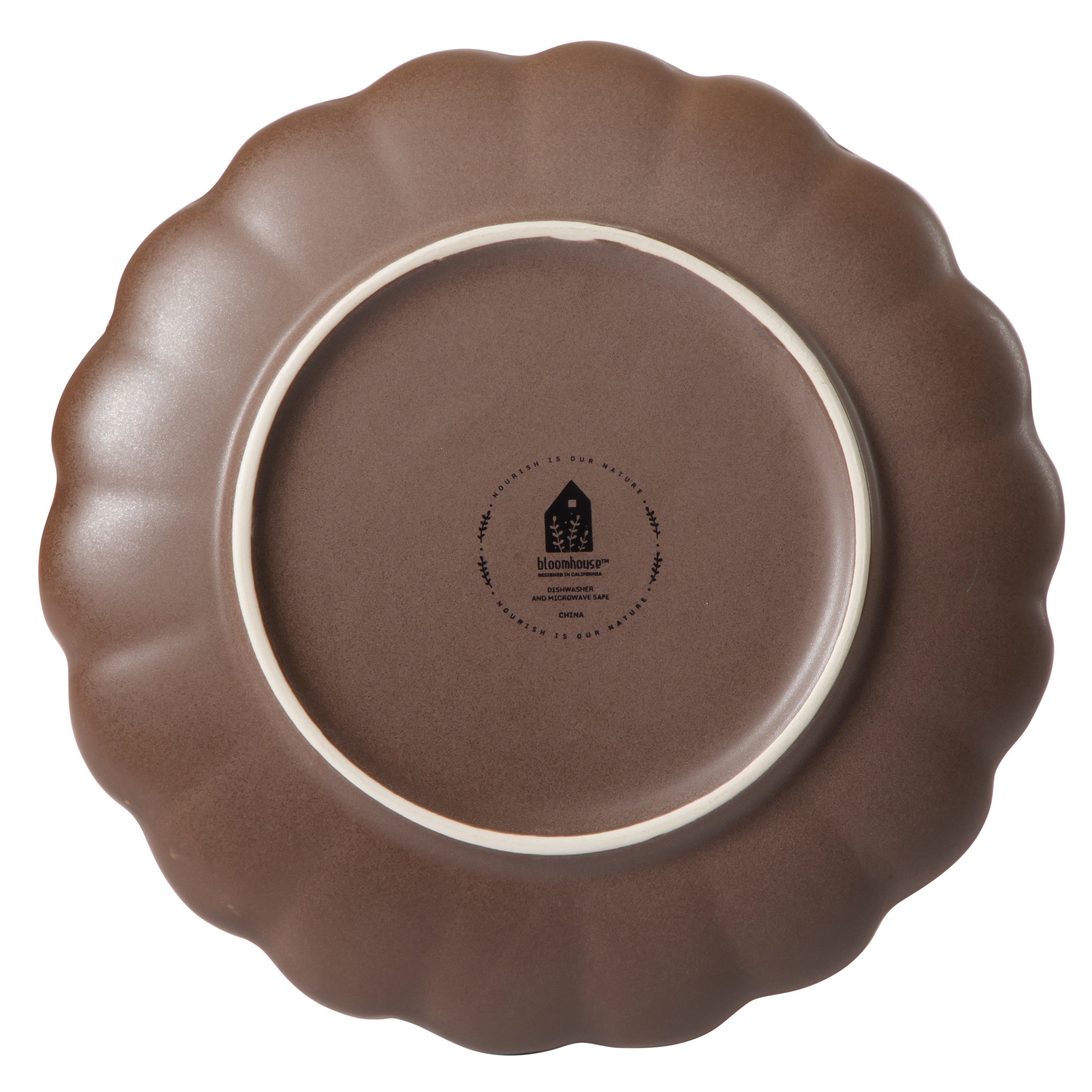 Bloomhouse Plates and Bowls Set, 16 Piece Stoneware Dinnerware for 4, Scallop Embossed, Oprah's Favorite Things, Dishwasher & Microwave Safe, Black