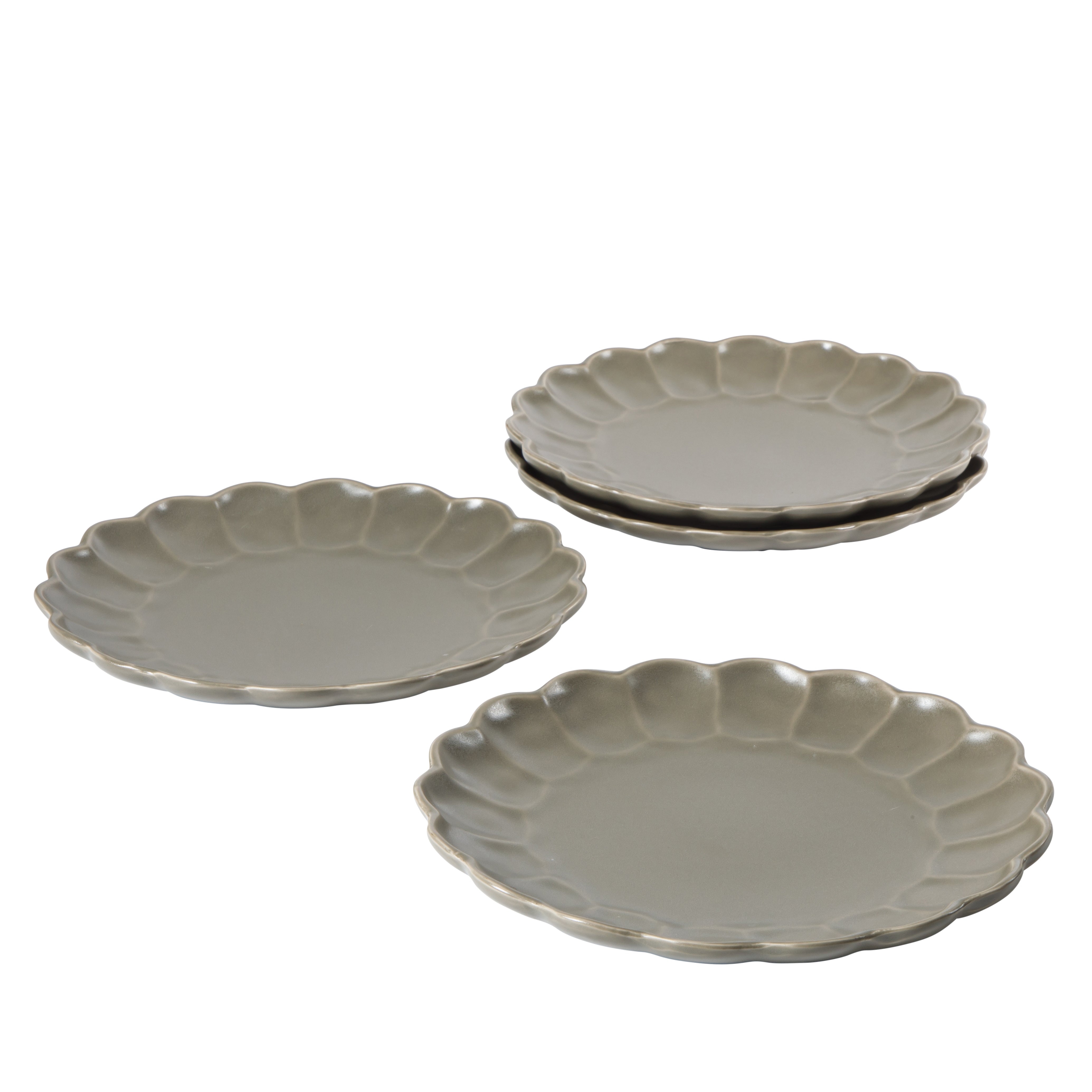 Bloomhouse Dinner Plates Set of 4, 10.75 Inch Stoneware Plates, Reactive Glaze, 2-Time Oprah's Favorite Things, Dishwasher & Microwave Safe, Grey