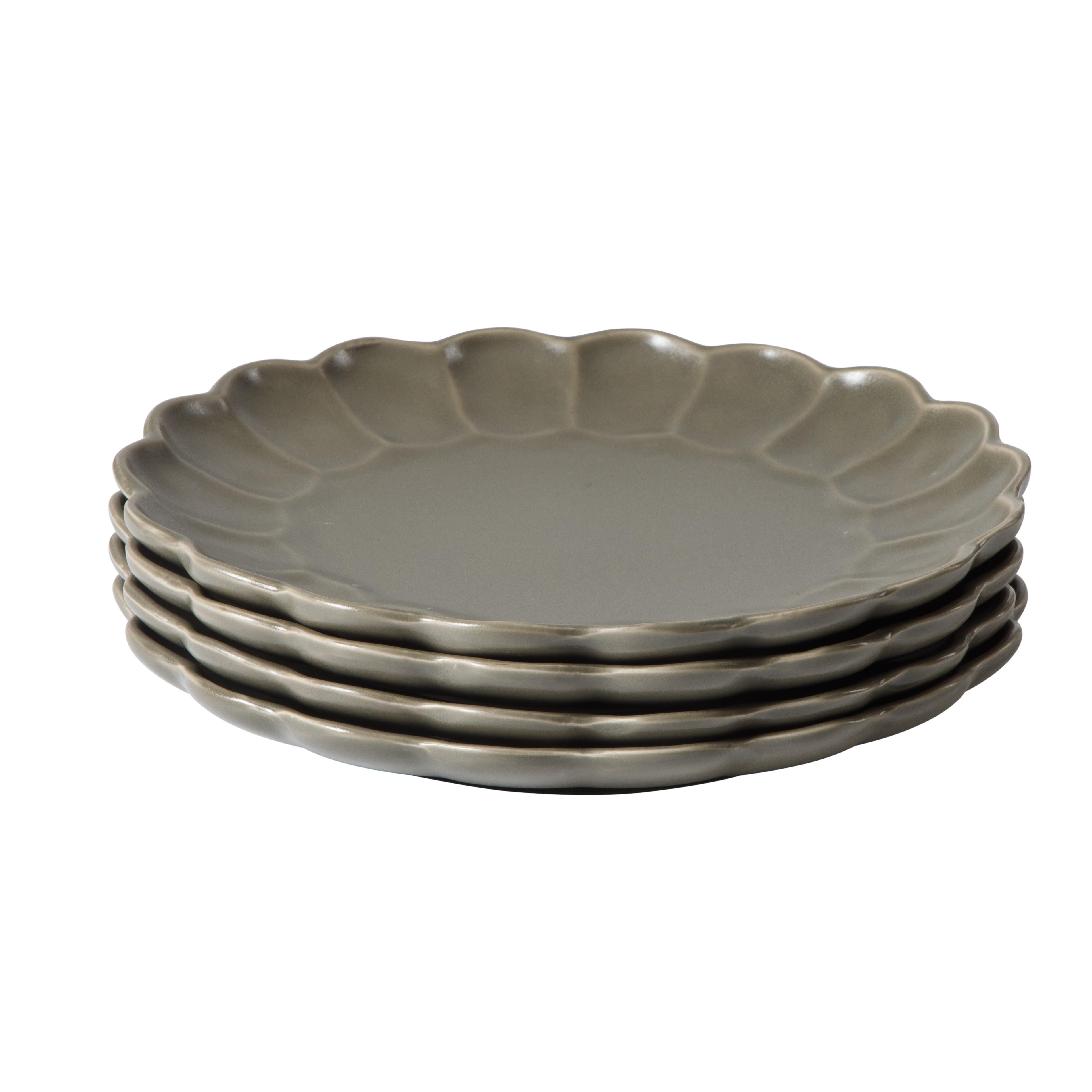 Bloomhouse Dinner Plates Set of 4, 10.75 Inch Stoneware Plates, Reactive Glaze, 2-Time Oprah's Favorite Things, Dishwasher & Microwave Safe, Grey