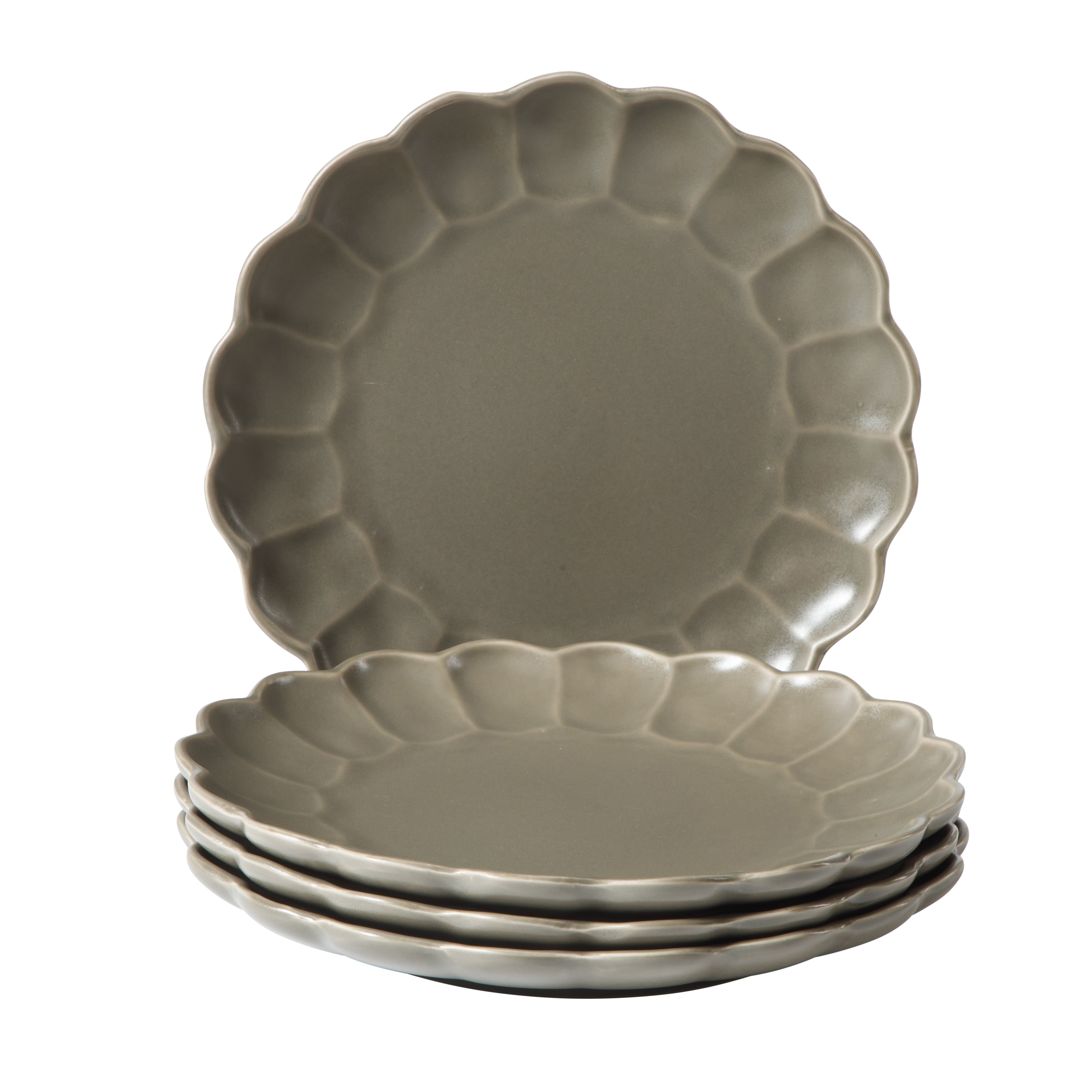Bloomhouse Dinner Plates Set of 4, 10.75 Inch Stoneware Plates, Reactive Glaze, 2-Time Oprah's Favorite Things, Dishwasher & Microwave Safe, Grey