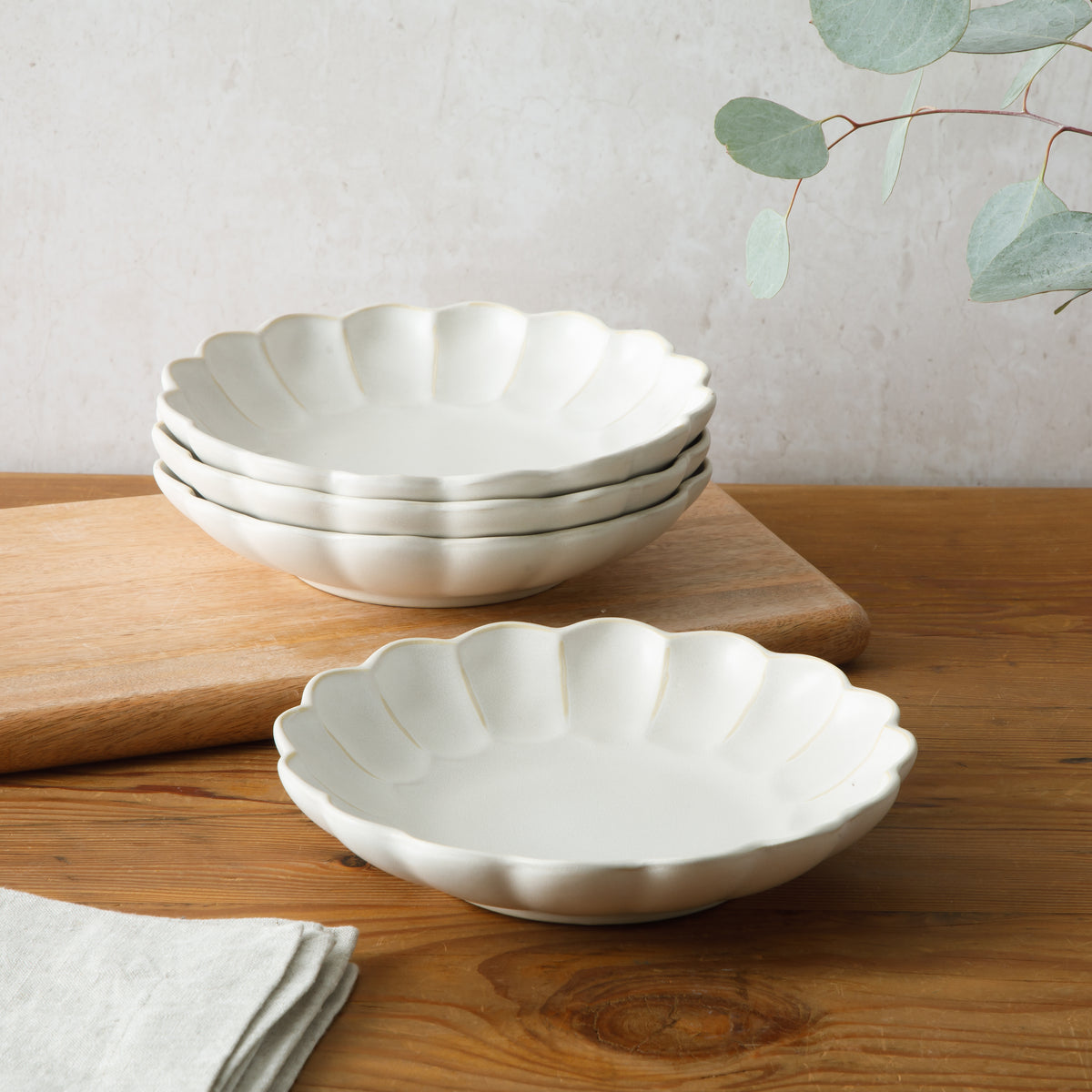 Bloomhouse Pasta Bowls Set of 4, 9 Inch Stoneware Soup & Salad Bowls, Reactive Glaze, Oprah's Favorite Things, Dishwasher & Microwave Safe