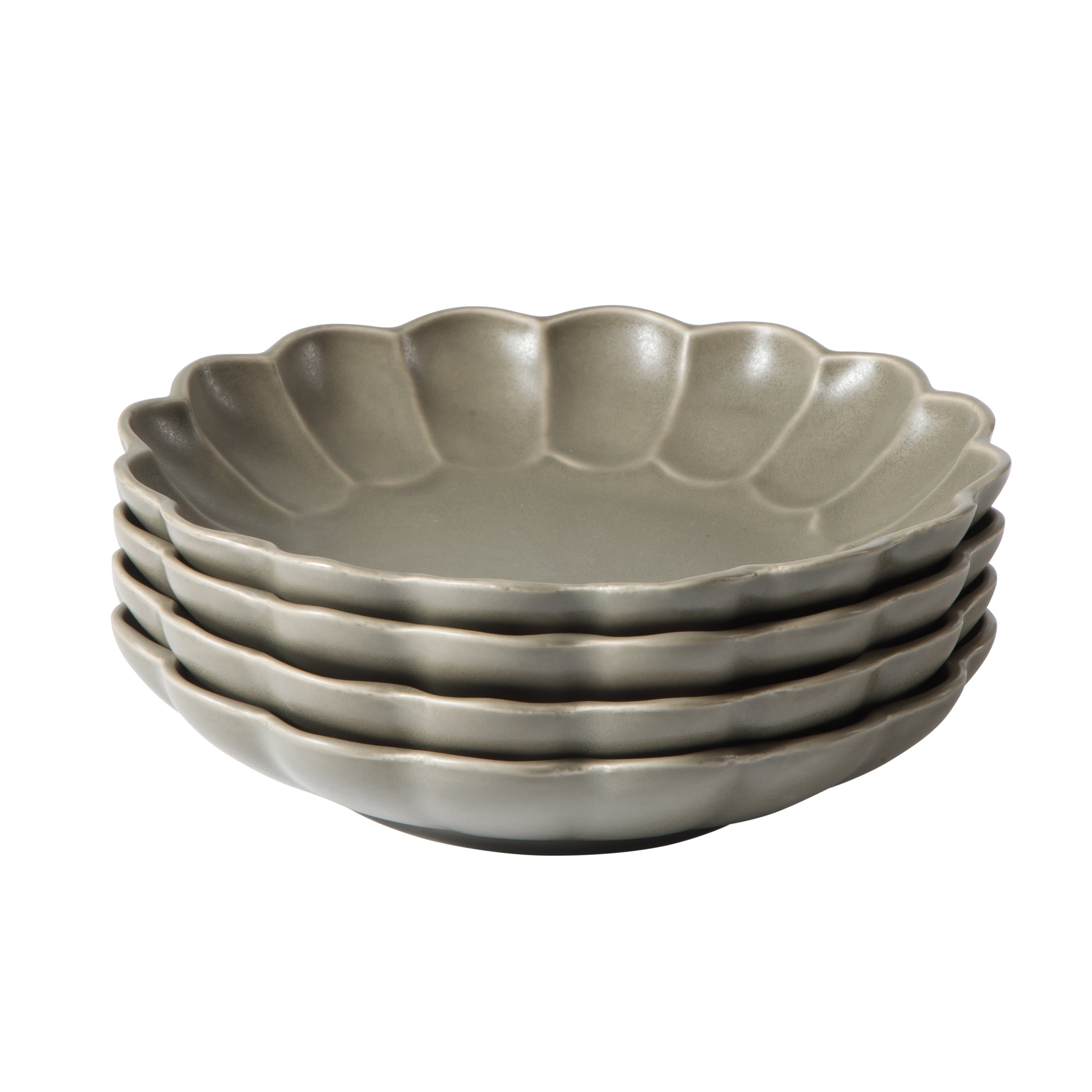 Bloomhouse Pasta Bowls Set of 4, 9 Inch Stoneware Soup & Salad Bowls, Reactive Glaze, Oprah's Favorite Things, Dishwasher & Microwave Safe, Grey