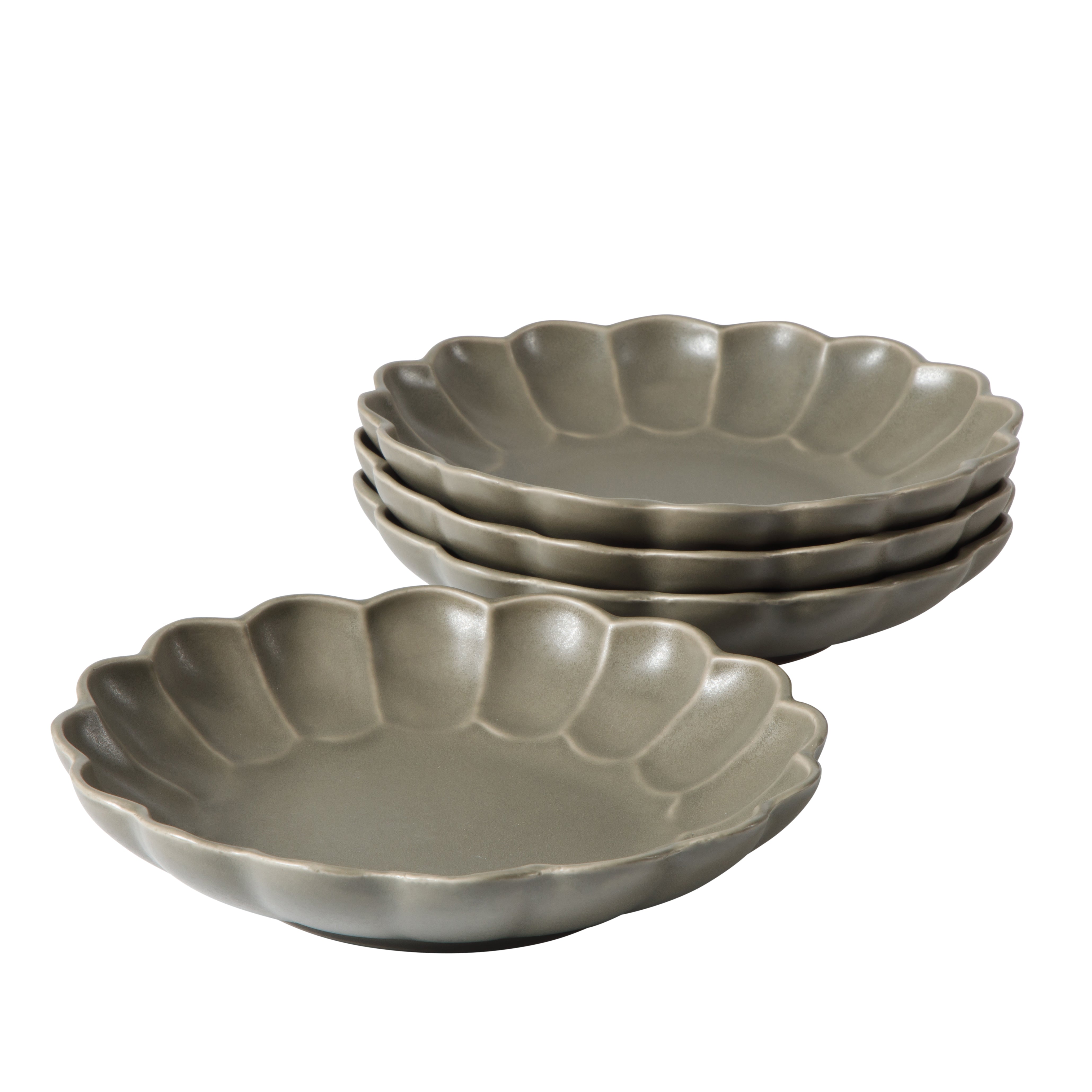 Bloomhouse Pasta Bowls Set of 4, 9 Inch Stoneware Soup & Salad Bowls, Reactive Glaze, Oprah's Favorite Things, Dishwasher & Microwave Safe, Grey