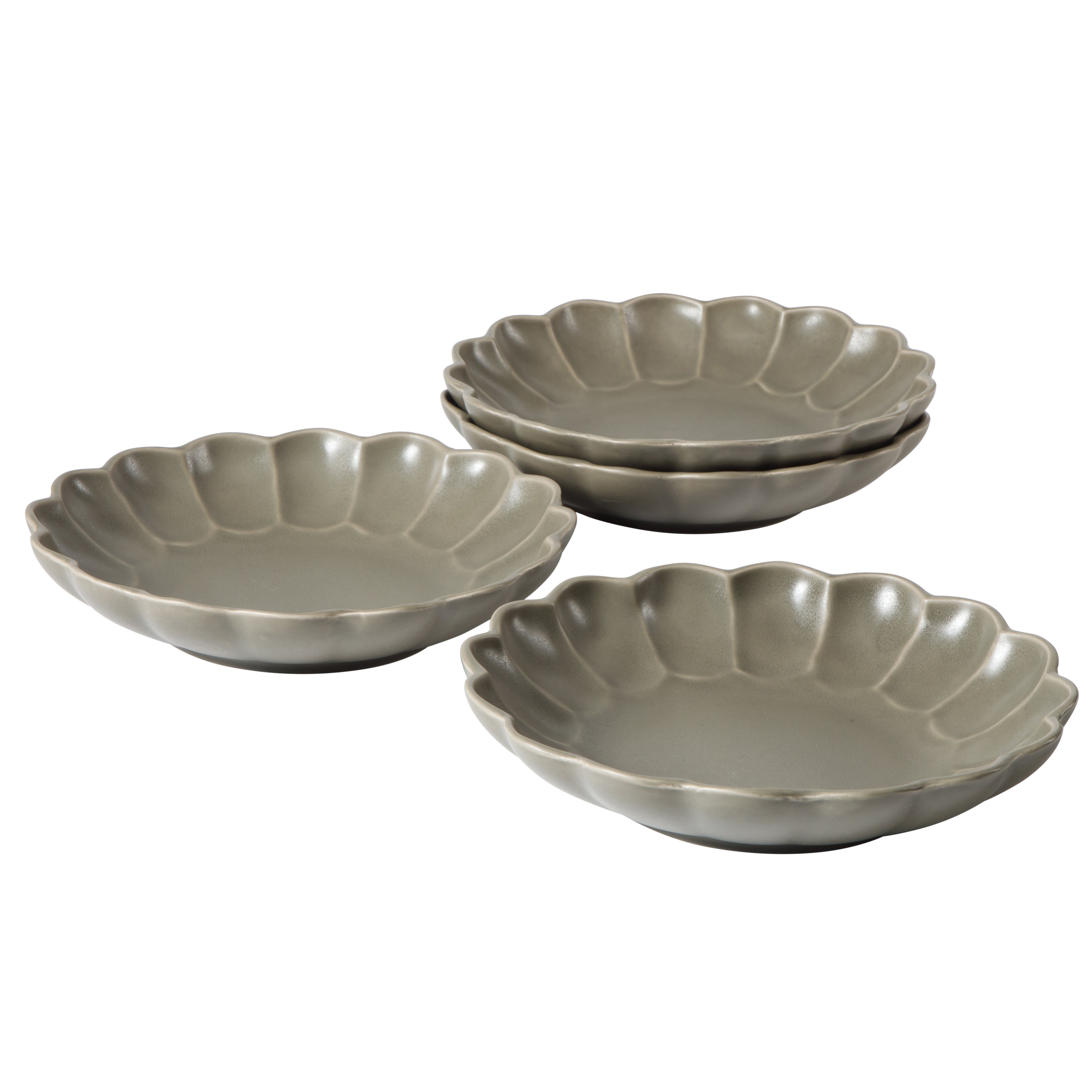 Bloomhouse Pasta Bowls Set of 4, 9 Inch Stoneware Soup & Salad Bowls, Reactive Glaze, Oprah's Favorite Things, Dishwasher & Microwave Safe, Grey
