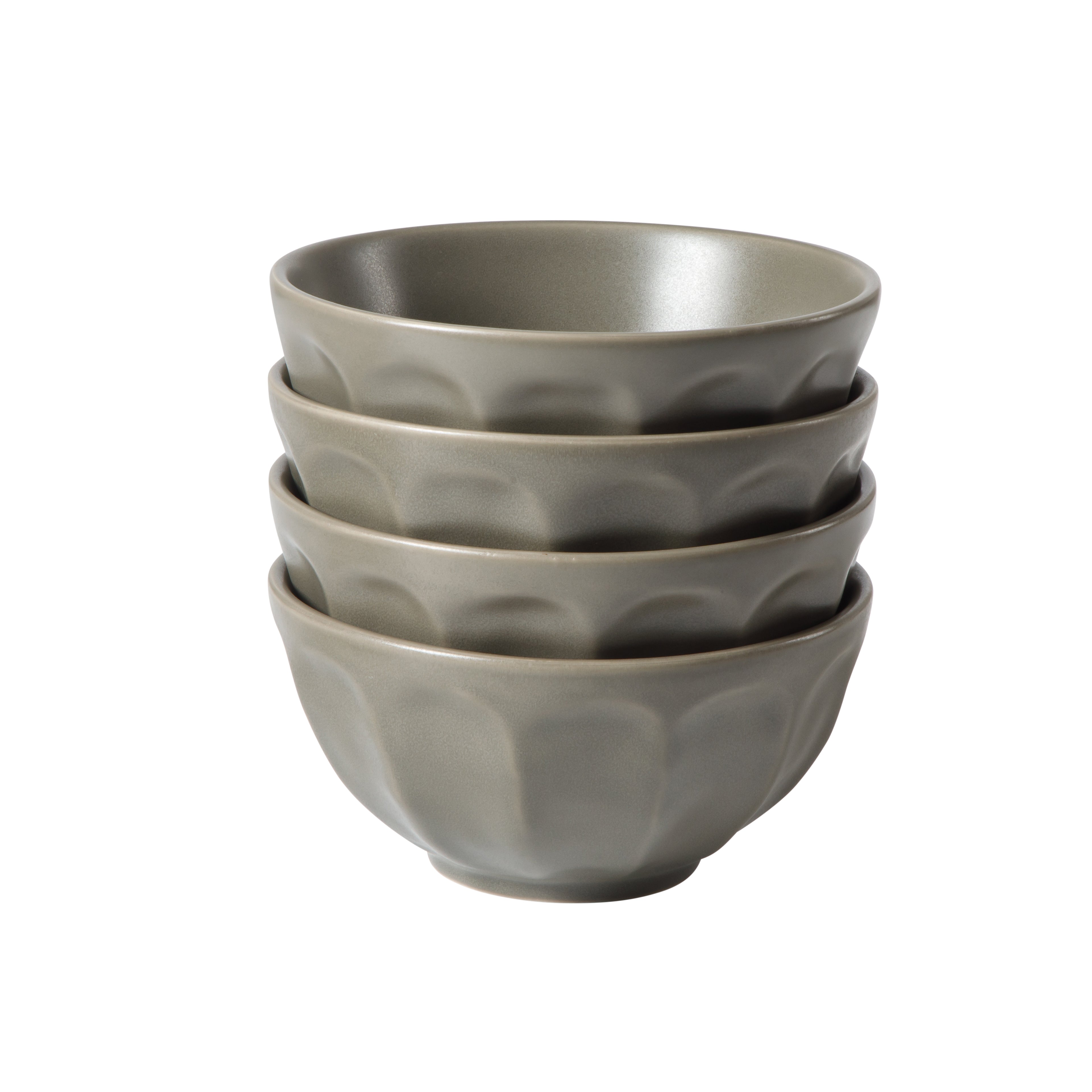 Bloomhouse Soup Bowls Set of 4, 6.4 Inch Stoneware Cereal Bowls, Reactive Glaze, 2-Time Oprah's Favorite Things, Dishwasher & Microwave Safe, Grey