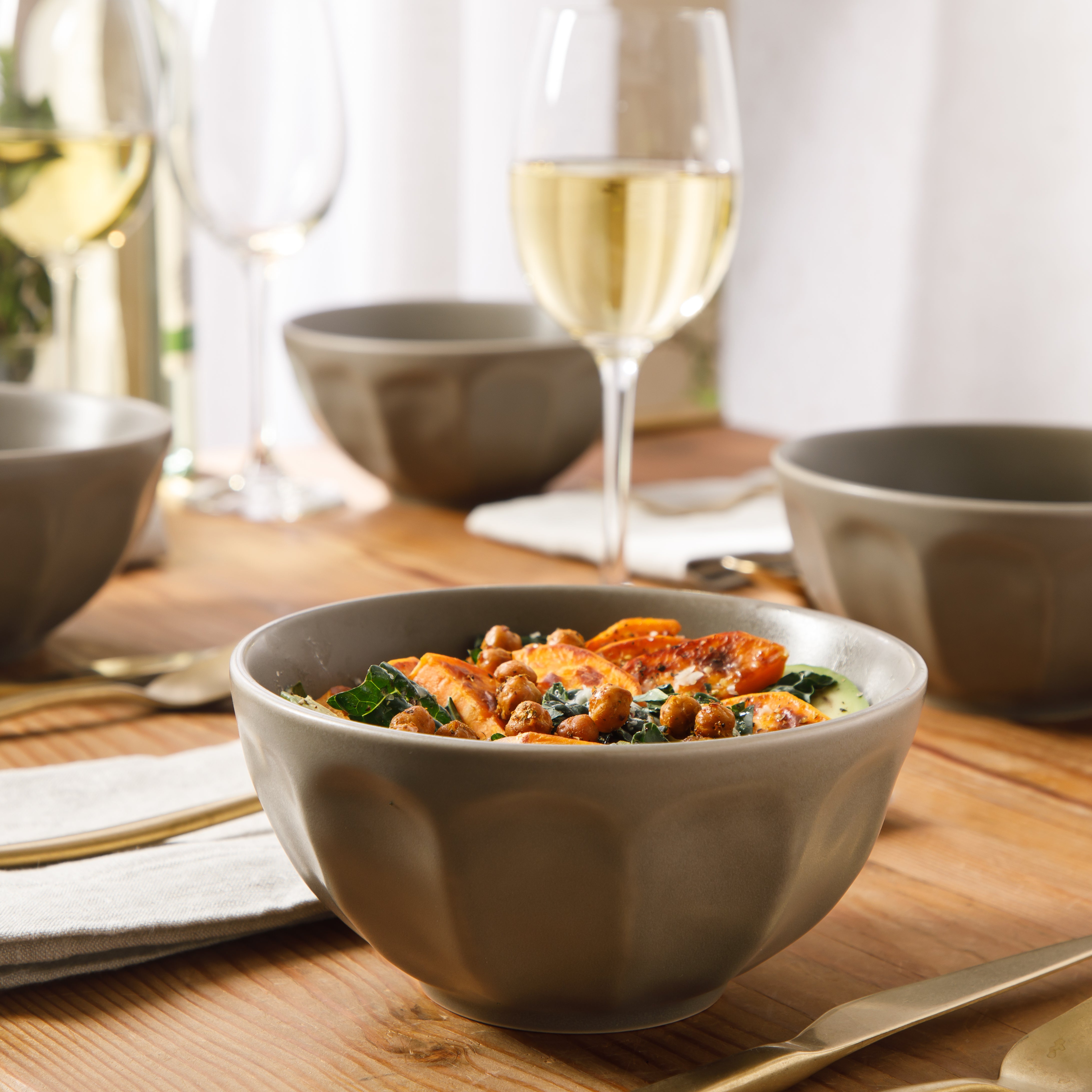 Bloomhouse Soup Bowls Set of 4, 6.4 Inch Stoneware Cereal Bowls, Reactive Glaze, 2-Time Oprah's Favorite Things, Dishwasher & Microwave Safe, Grey
