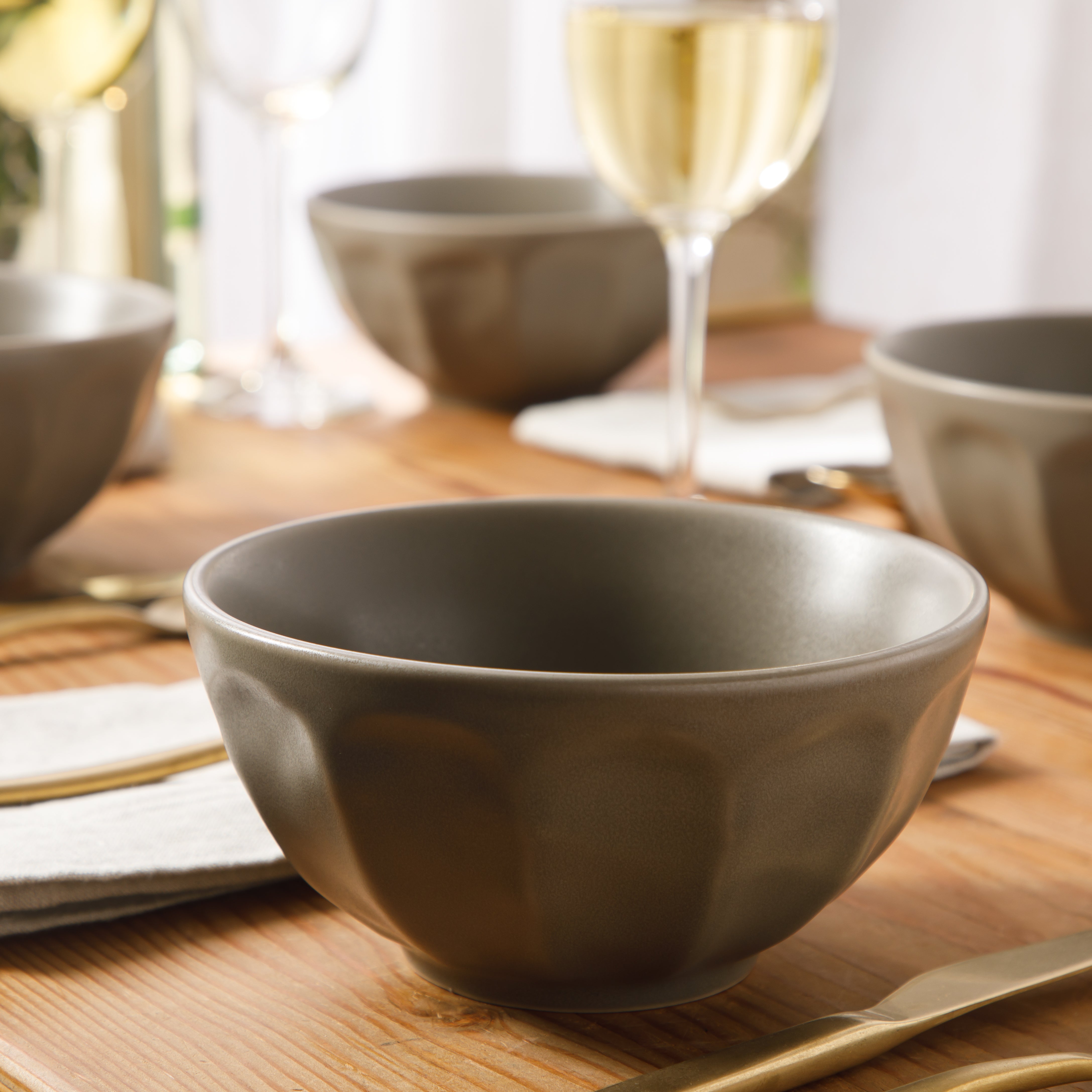 Bloomhouse Soup Bowls Set of 4, 6.4 Inch Stoneware Cereal Bowls, Reactive Glaze, 2-Time Oprah's Favorite Things, Dishwasher & Microwave Safe, Grey
