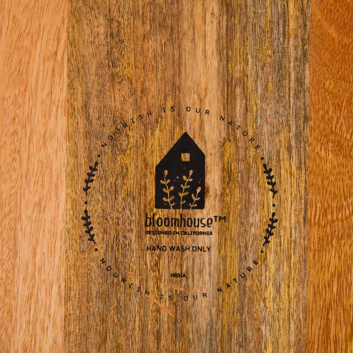 Bloomhouse Mango Wood Rectangular Charcuterie Board with Handle, Serving Board