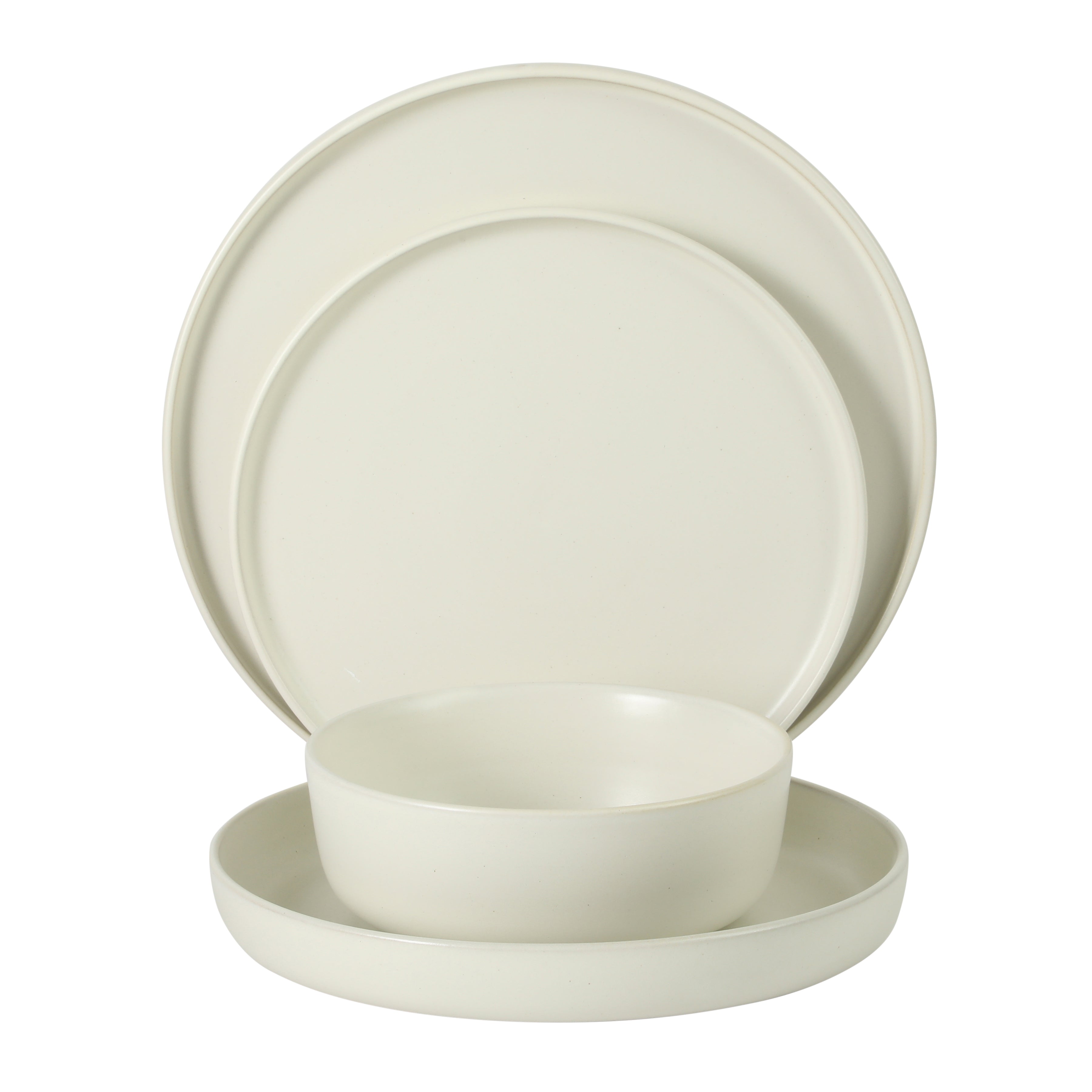 Gibson Elite Bayou Moon Plates and Bowls Sets, 16-Piece Matte Stoneware Dinnerware Sets, Solid Color Reactive Glaze Dish Set
