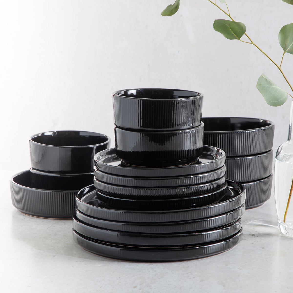 Gibson Elite Highspire 16-Piece Embossed Stoneware Dinnerware Set for 4