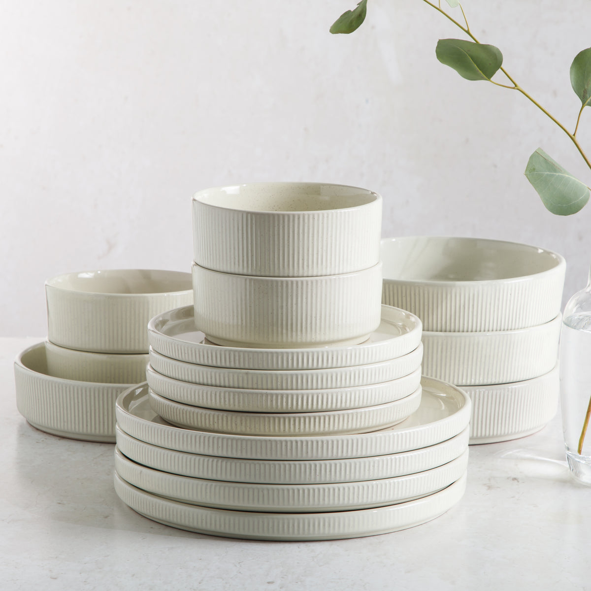 Gibson Elite Highspire 16-Piece Embossed Stoneware Dinnerware Set for 4