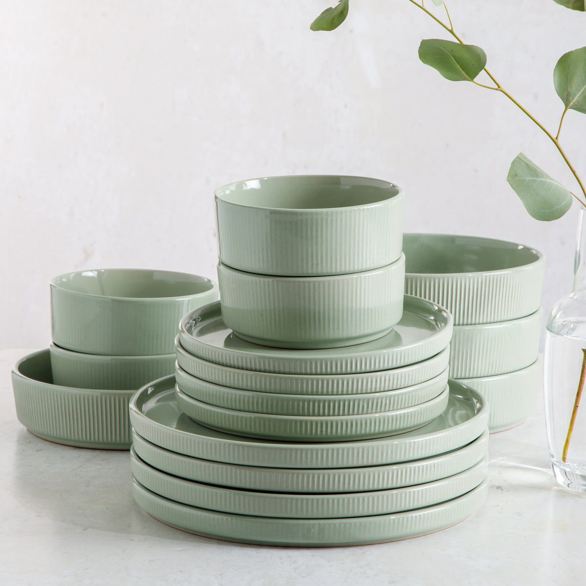 Gibson Elite Highspire 16-Piece Embossed Stoneware Dinnerware Set for 4