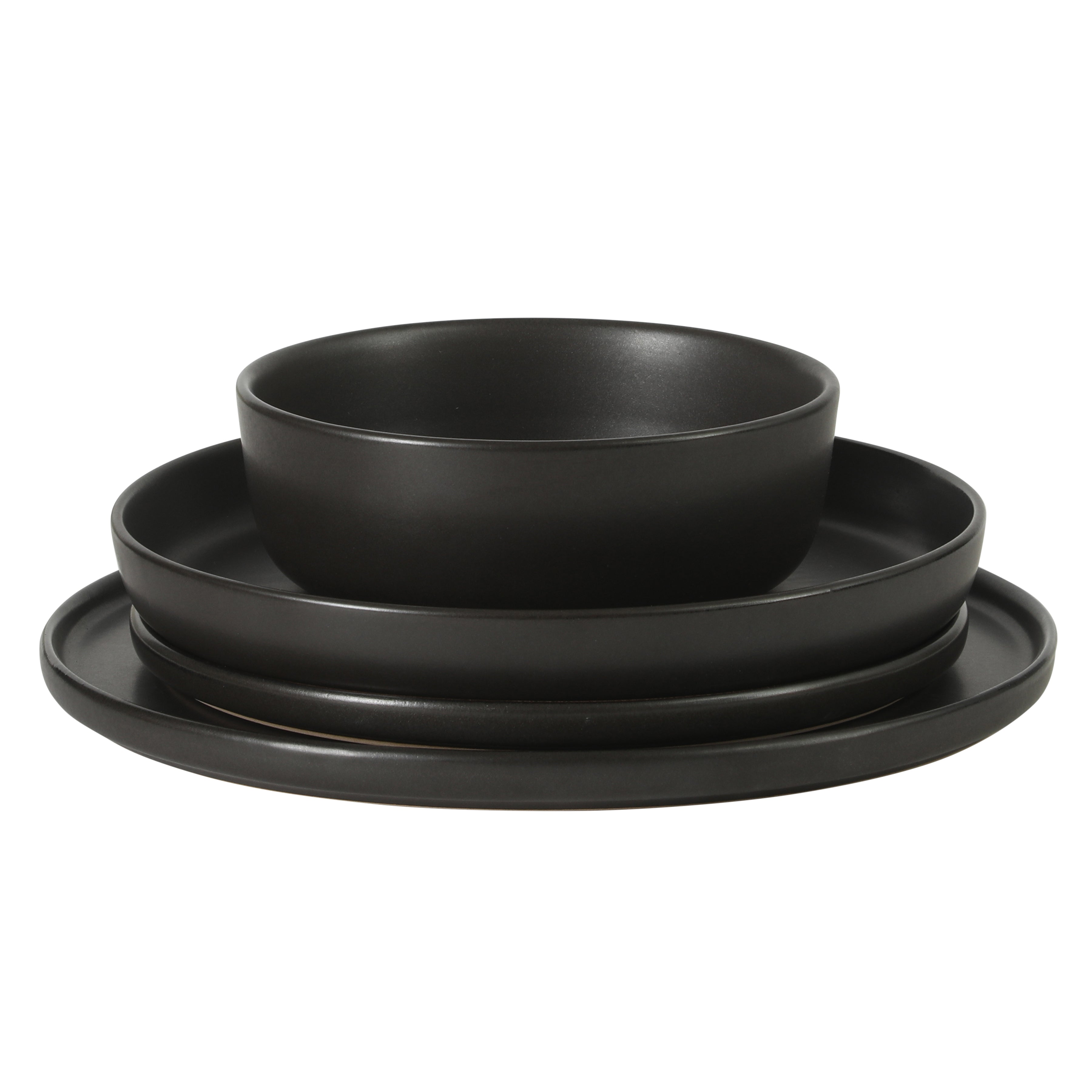 Gibson Elite Bayou Moon Plates and Bowls Sets, 16-Piece Matte Stoneware Dinnerware Sets, Solid Color Reactive Glaze Dish Set