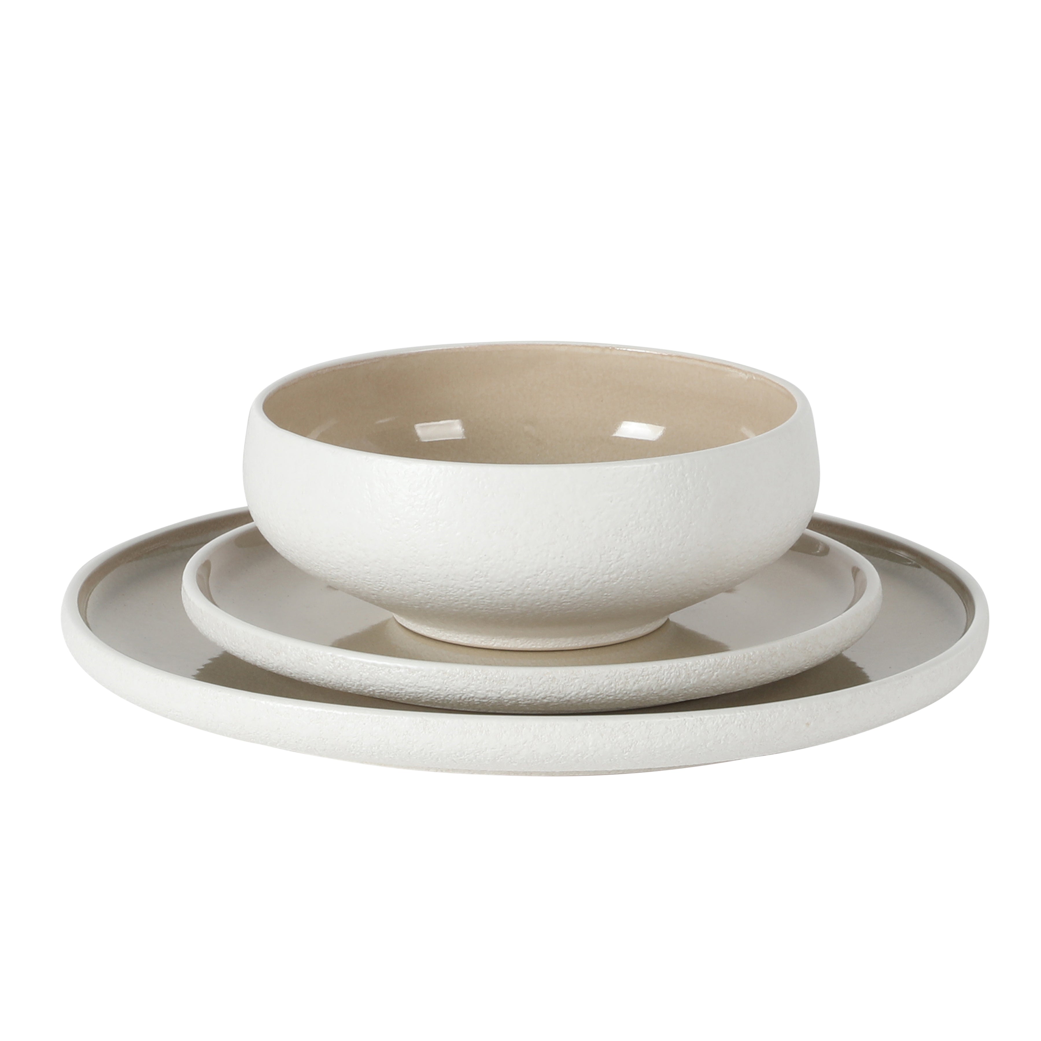 Gibson Elite Pacifco Beach Plates and Bowls Sets, 12-Piece Stoneware Dinnerware Sets, Reactive Glaze Dish Set