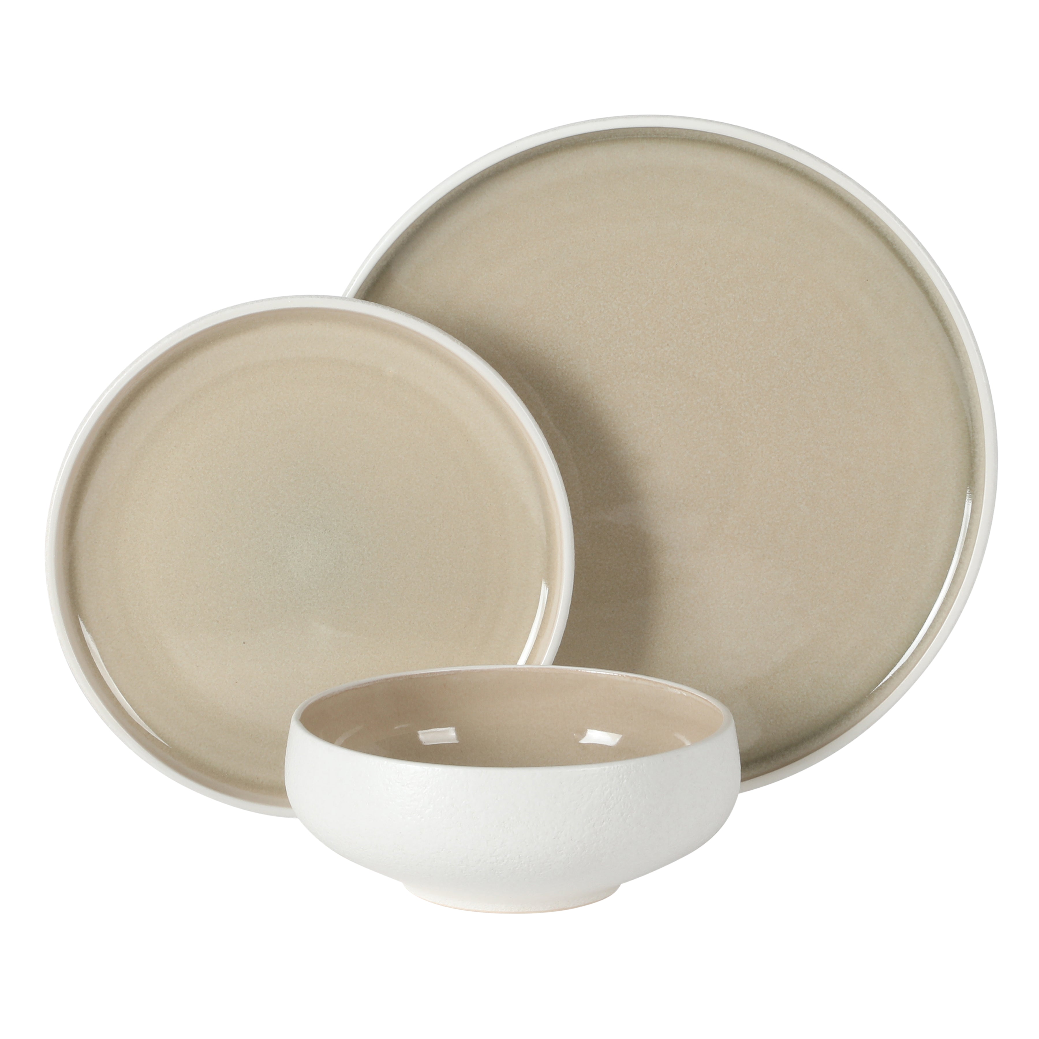 Gibson Elite White Sands Plates and Bowls Sets, 12-Piece Stoneware Dinnerware Sets, Reactive Glaze Dish Set, Service for 4
