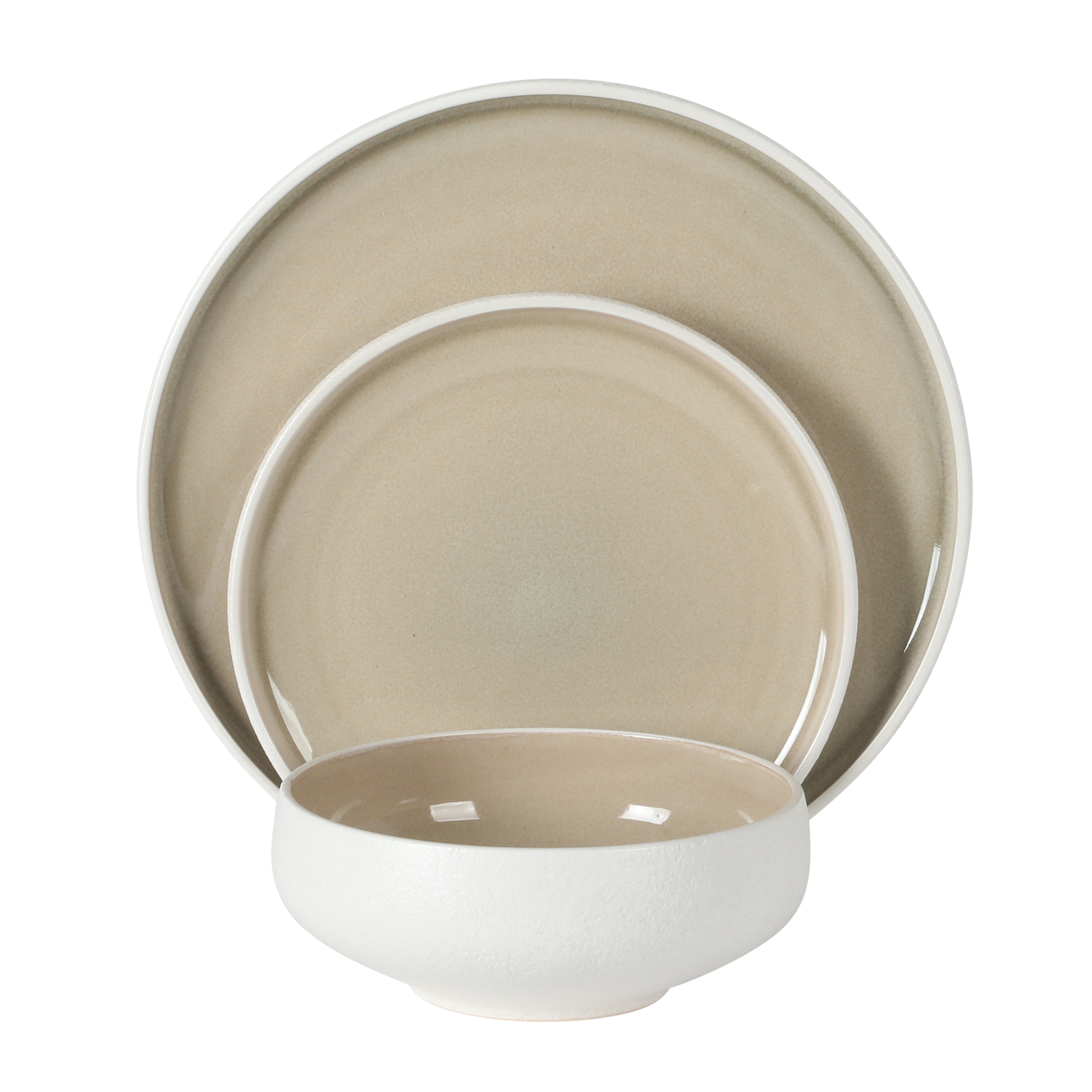 Gibson Elite White Sands Plates and Bowls Sets, 12-Piece Stoneware Dinnerware Sets, Reactive Glaze Dish Set, Service for 4