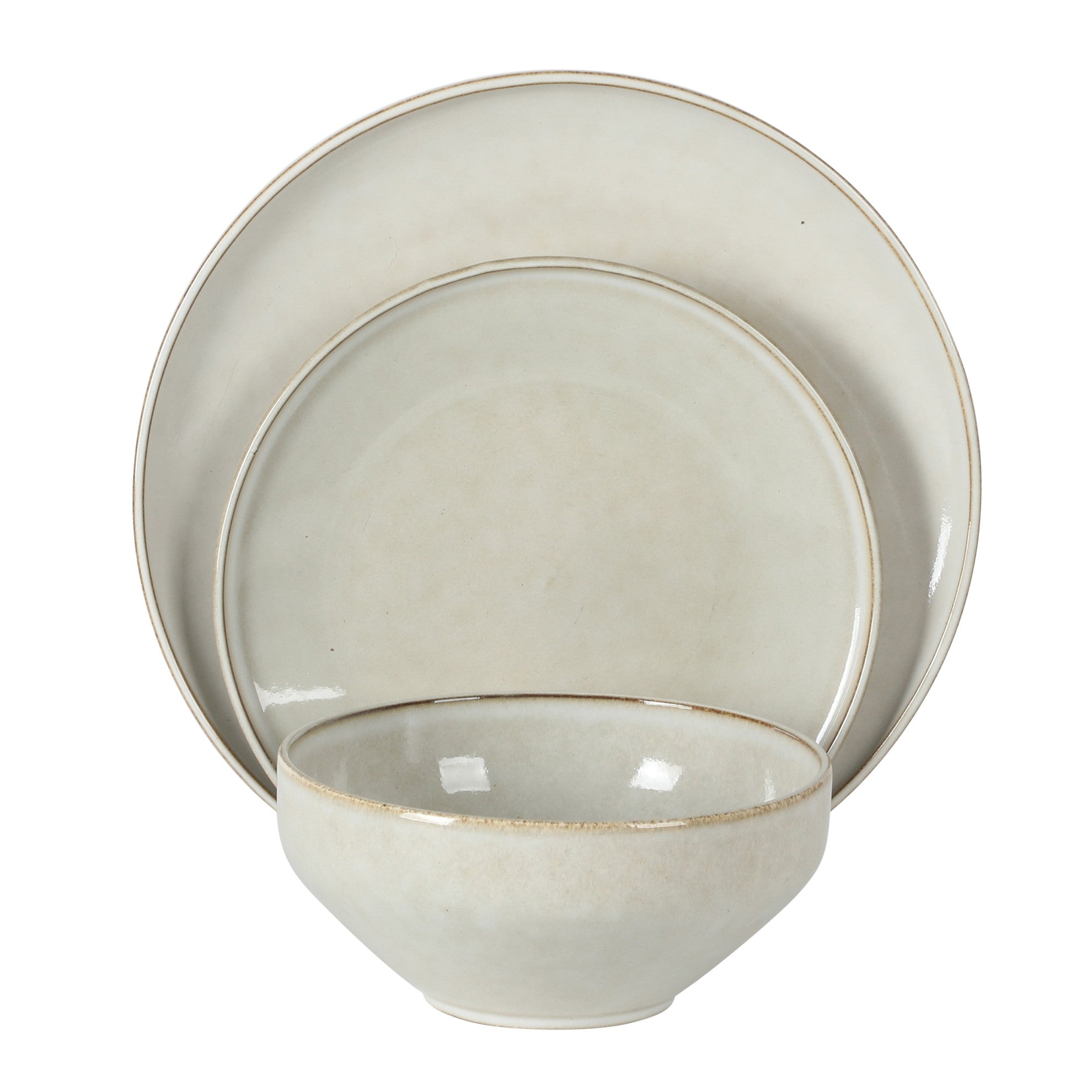 Gibson Elite White Sands Plates and Bowls Sets, 12-Piece Stoneware Dinnerware Sets, Reactive Glaze Dish Set, Service for 4
