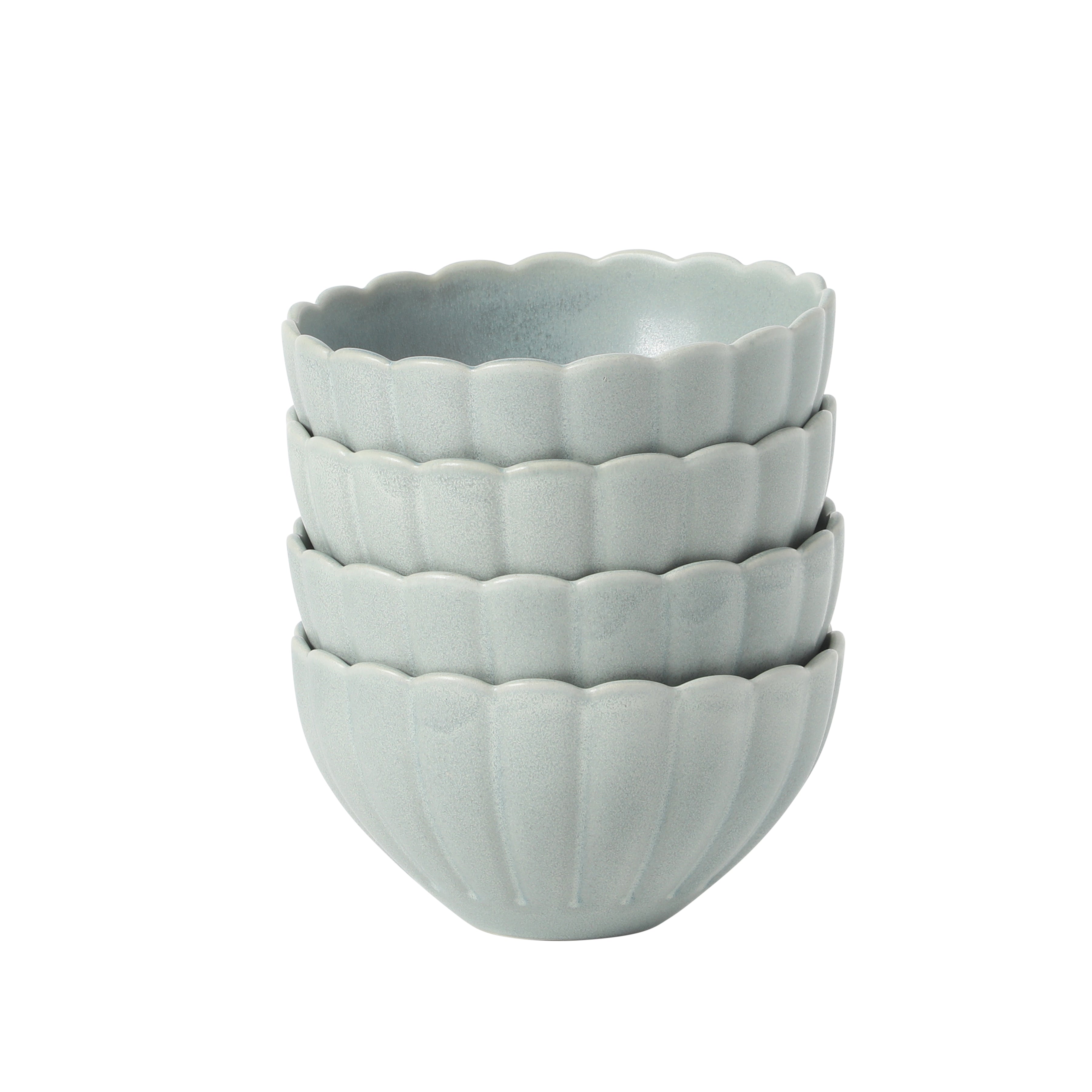 Gibson Elite Bistro Fleur Stoneware Cereal Bowls Set of 4, 5.5-Inch Scalloped Bowls, Fluted Kitchen Bowls for Cereal, Soup, Salad
