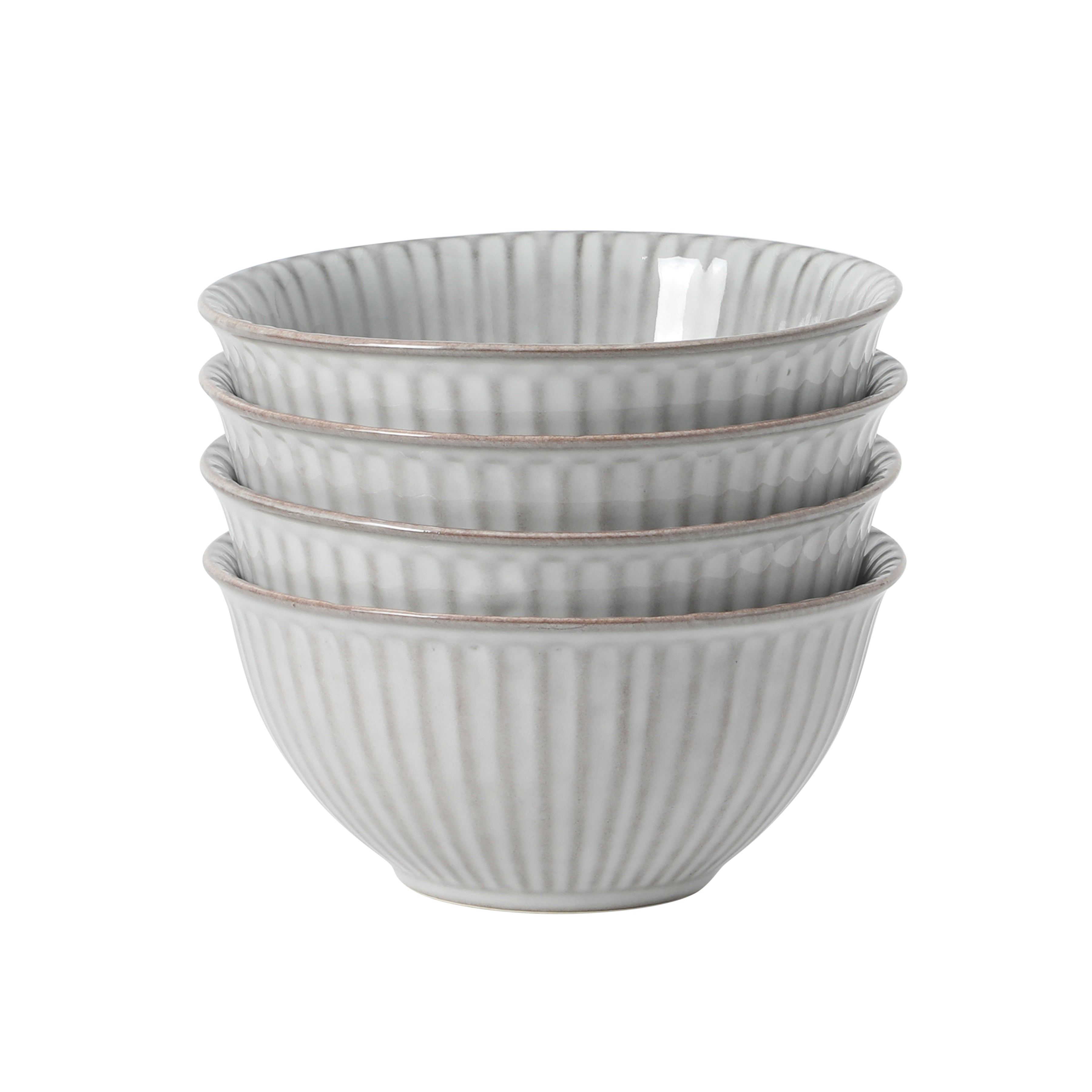 Gibson Elite Cereal Bowls Set of 4, 6-Inch Stoneware Soup Bowls,  Reactive Glaze Ribbed Bowl Set