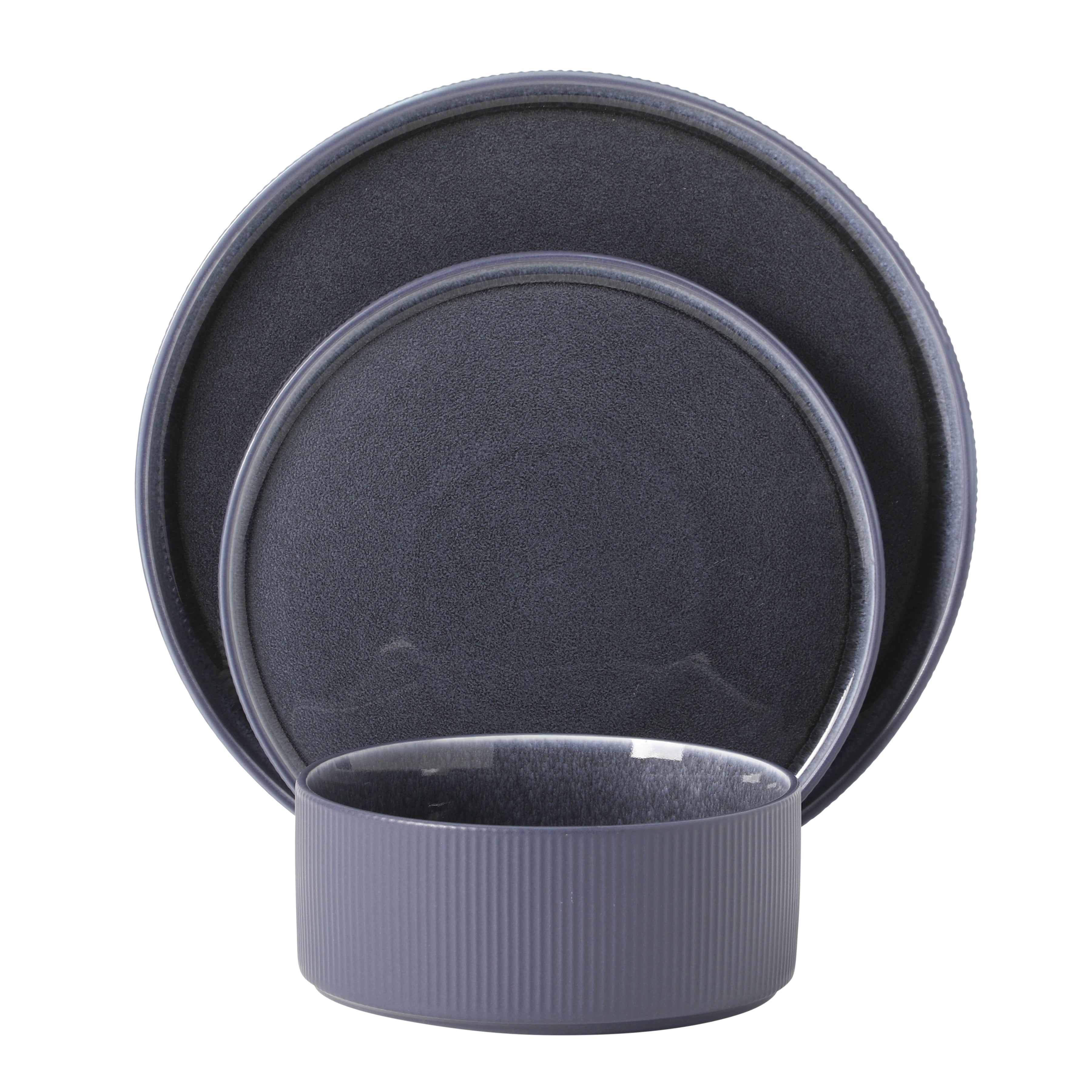 Gibson Elite Redrock Canyon 12-Piece New Bone China Dinnerware Set Service for 4, Reactive Glaze Plates and Bowls, Dishwasher Safe