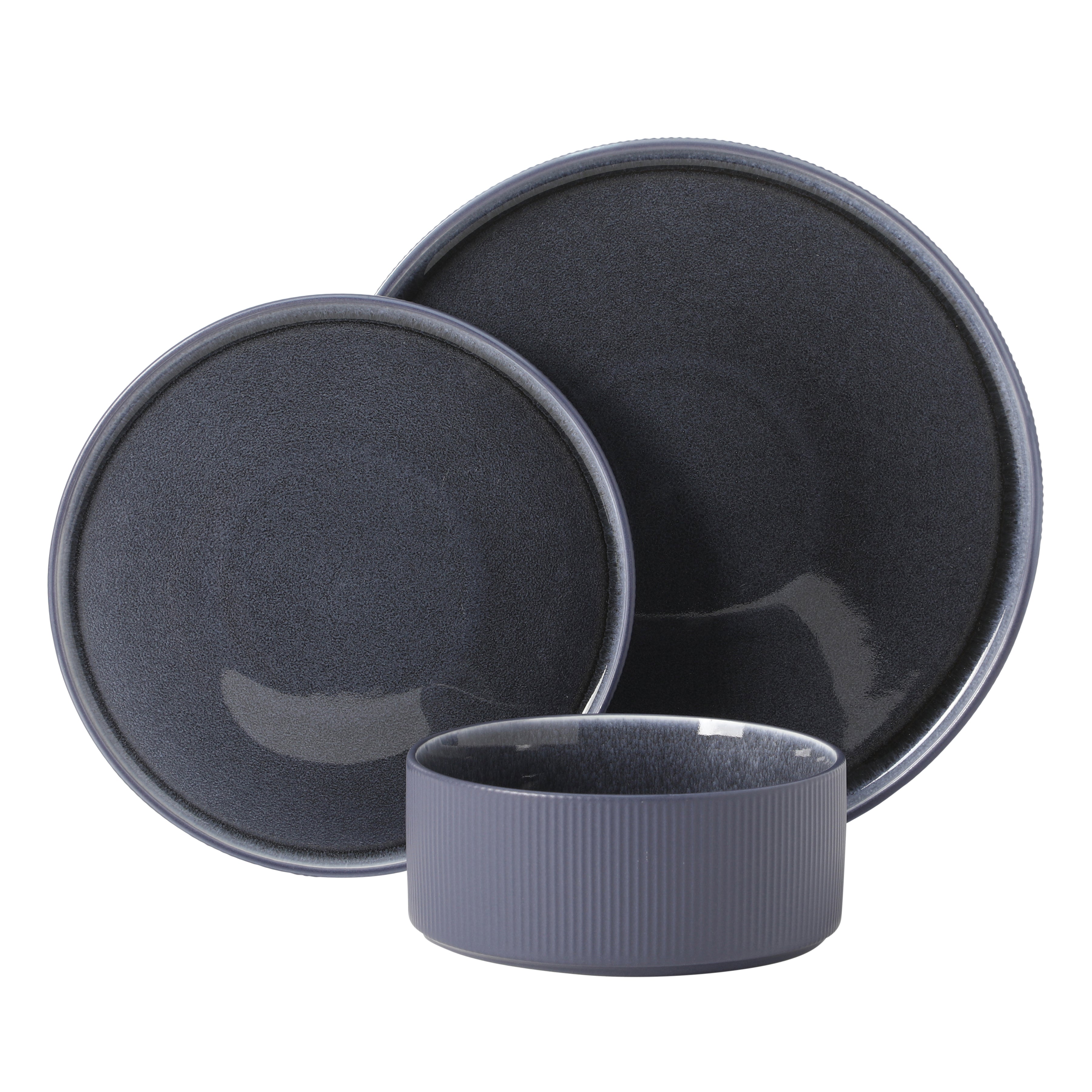 Gibson Elite Redrock Canyon 12-Piece New Bone China Dinnerware Set Service for 4, Reactive Glaze Plates and Bowls, Dishwasher Safe