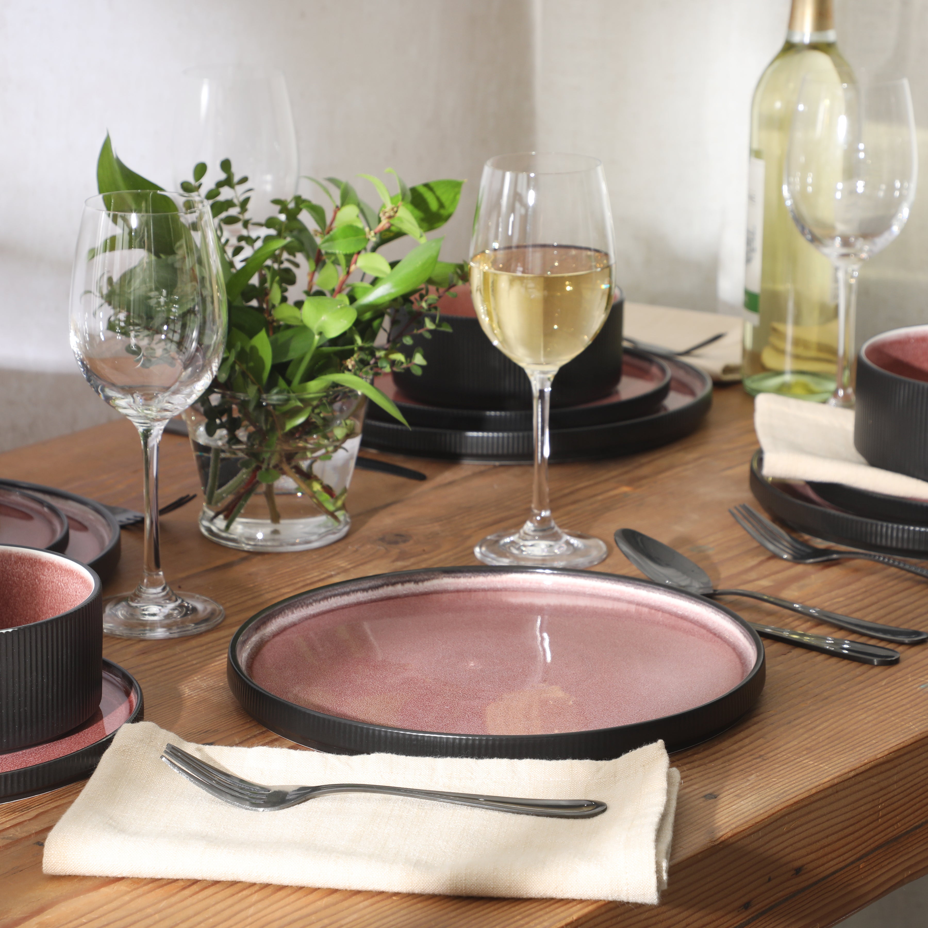 Gibson Elite Redrock Canyon 12-Piece New Bone China Dinnerware Set Service for 4, Reactive Glaze Plates and Bowls, Dishwasher Safe