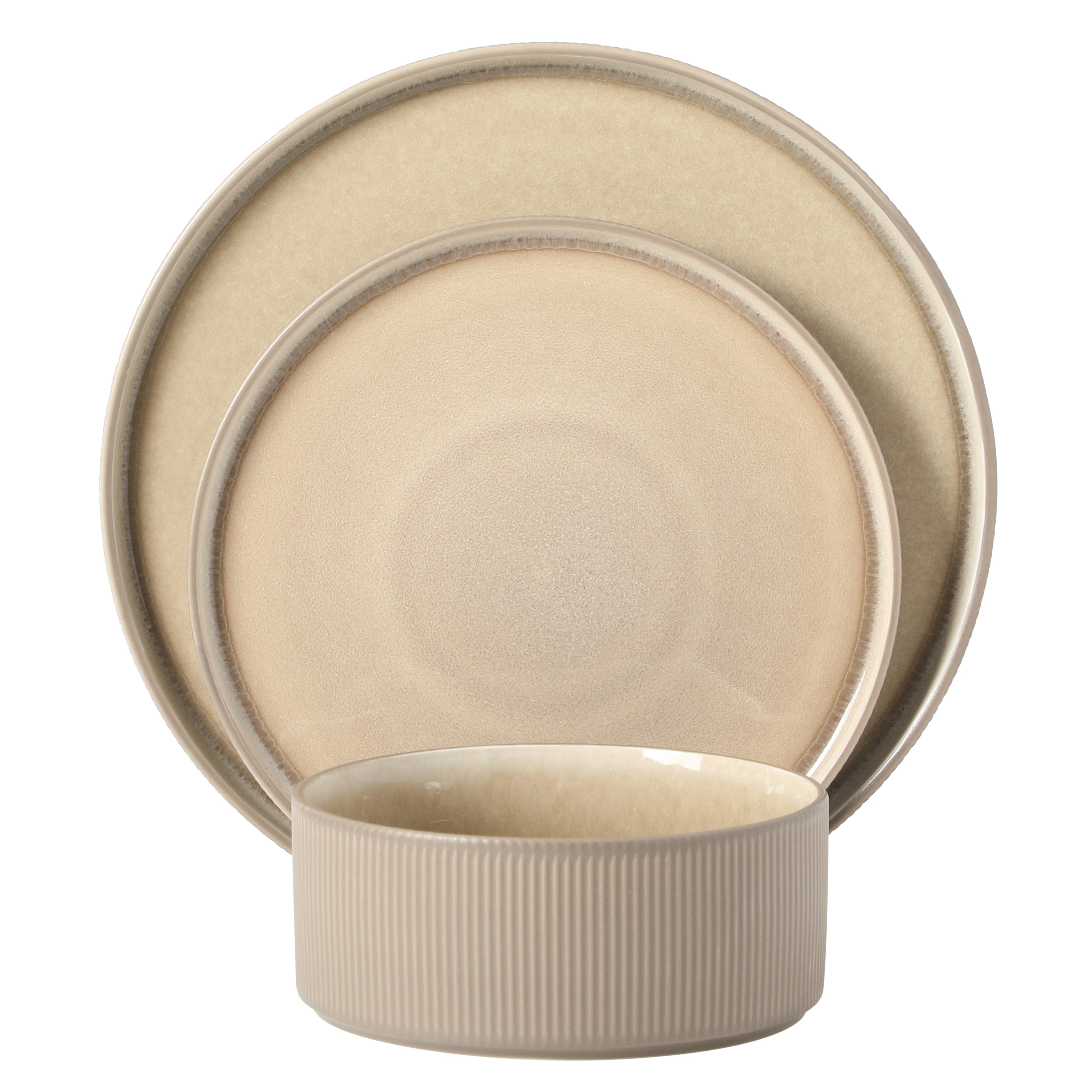 Gibson Elite Redrock Canyon 12-Piece New Bone China Dinnerware Set Service for 4, Reactive Glaze Plates and Bowls, Dishwasher Safe