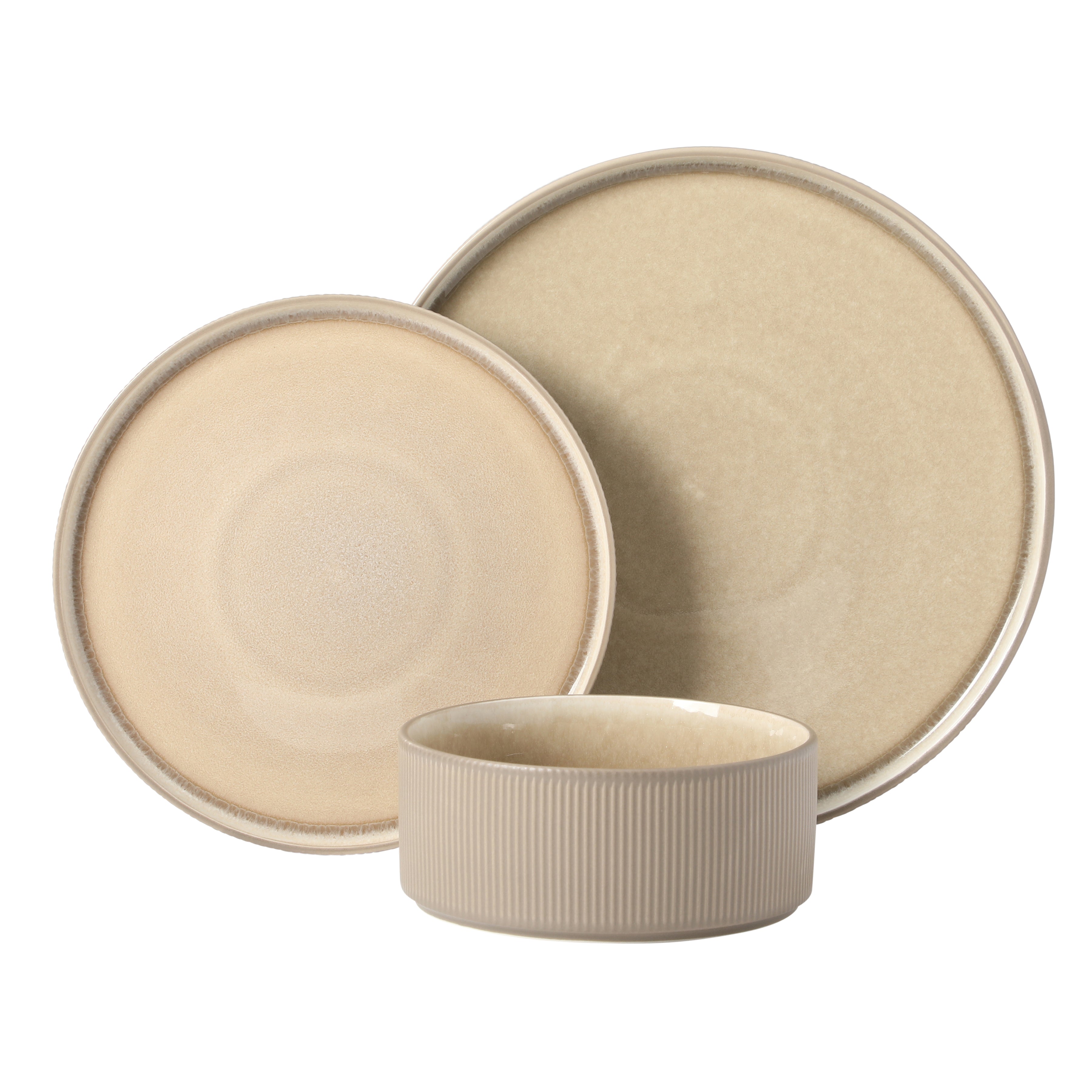 Gibson Elite Redrock Canyon 12-Piece New Bone China Dinnerware Set Service for 4, Reactive Glaze Plates and Bowls, Dishwasher Safe