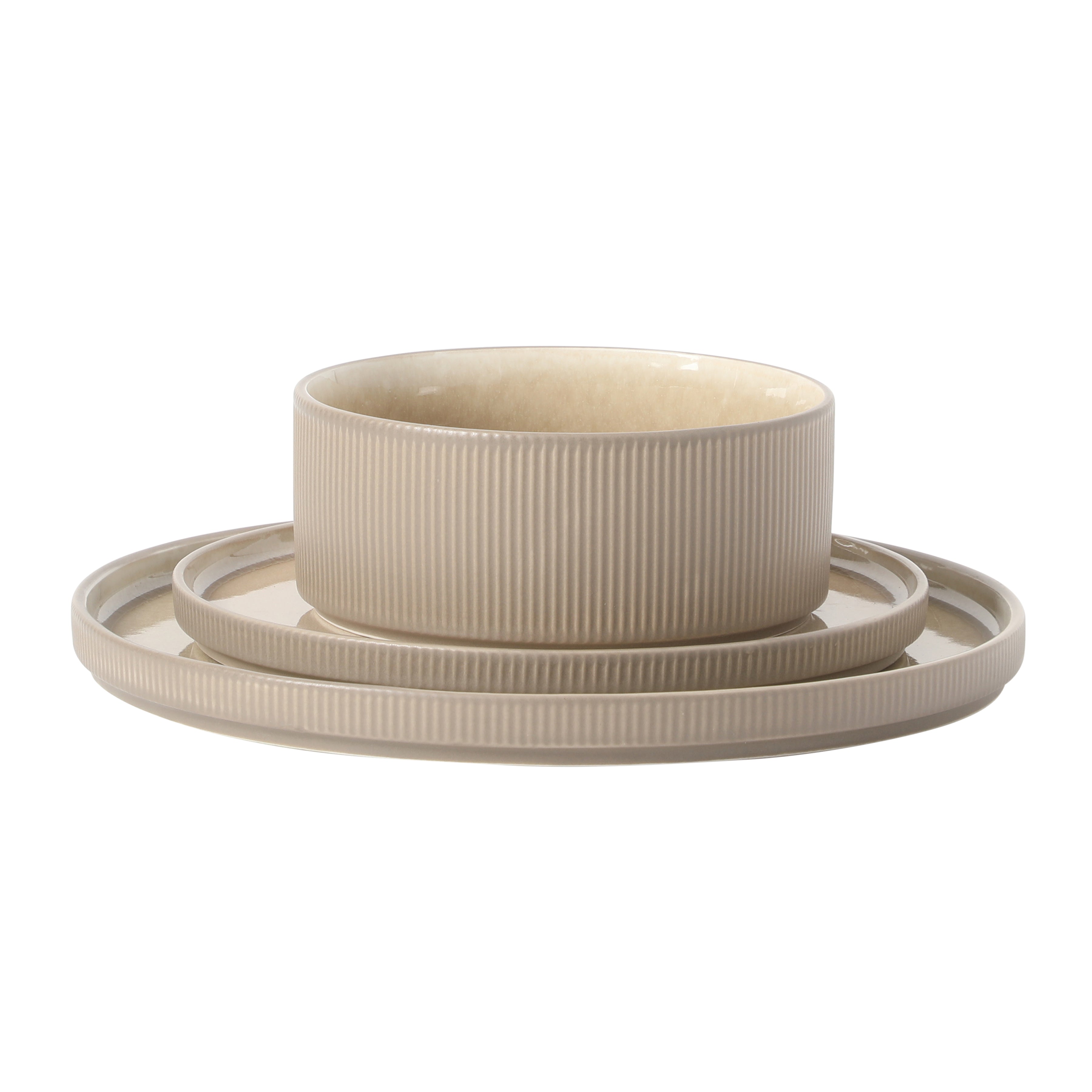 Gibson Elite Redrock Canyon 12-Piece New Bone China Dinnerware Set Service for 4, Reactive Glaze Plates and Bowls, Dishwasher Safe