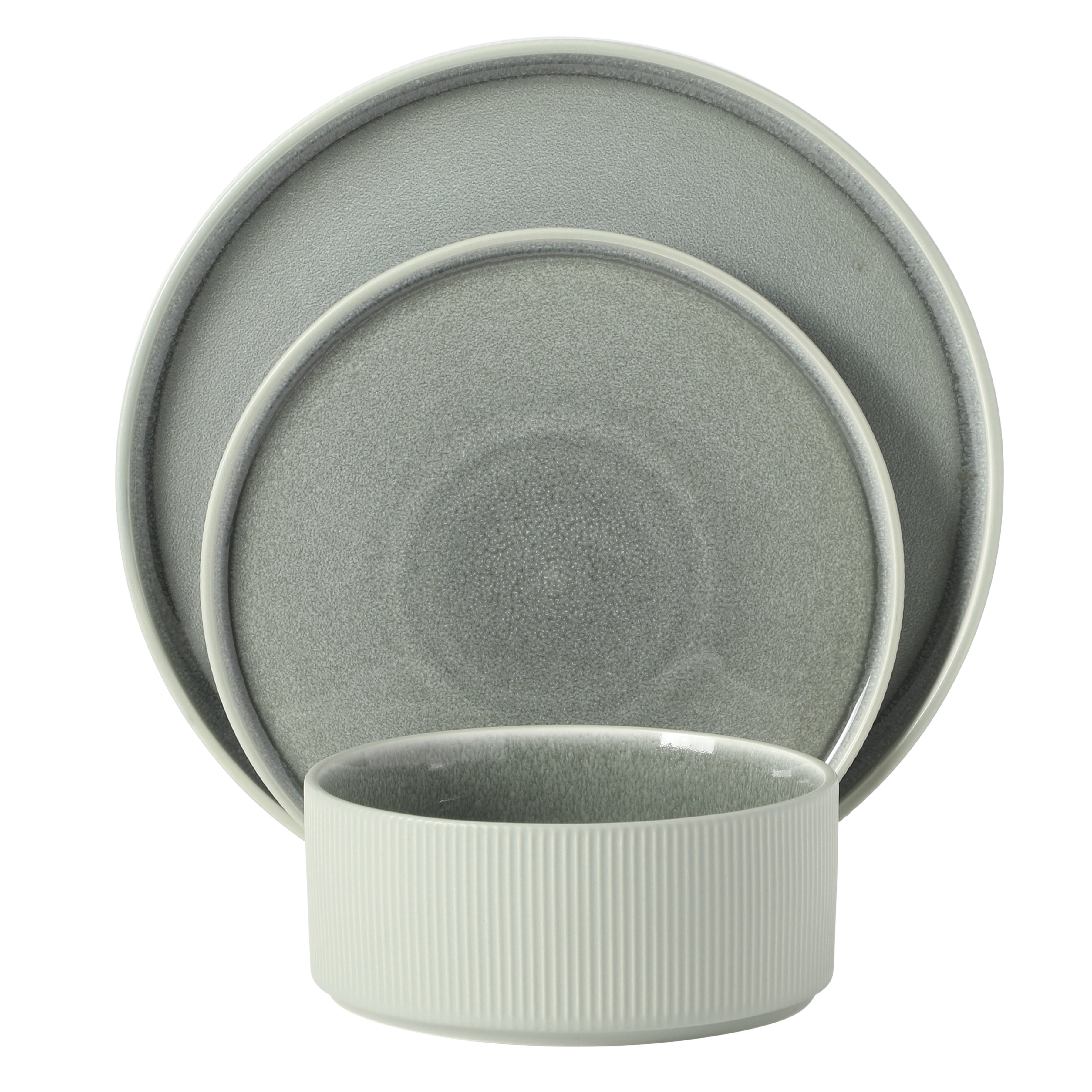 Gibson Elite Redrock Canyon 12-Piece New Bone China Dinnerware Set Service for 4, Reactive Glaze Plates and Bowls, Dishwasher Safe