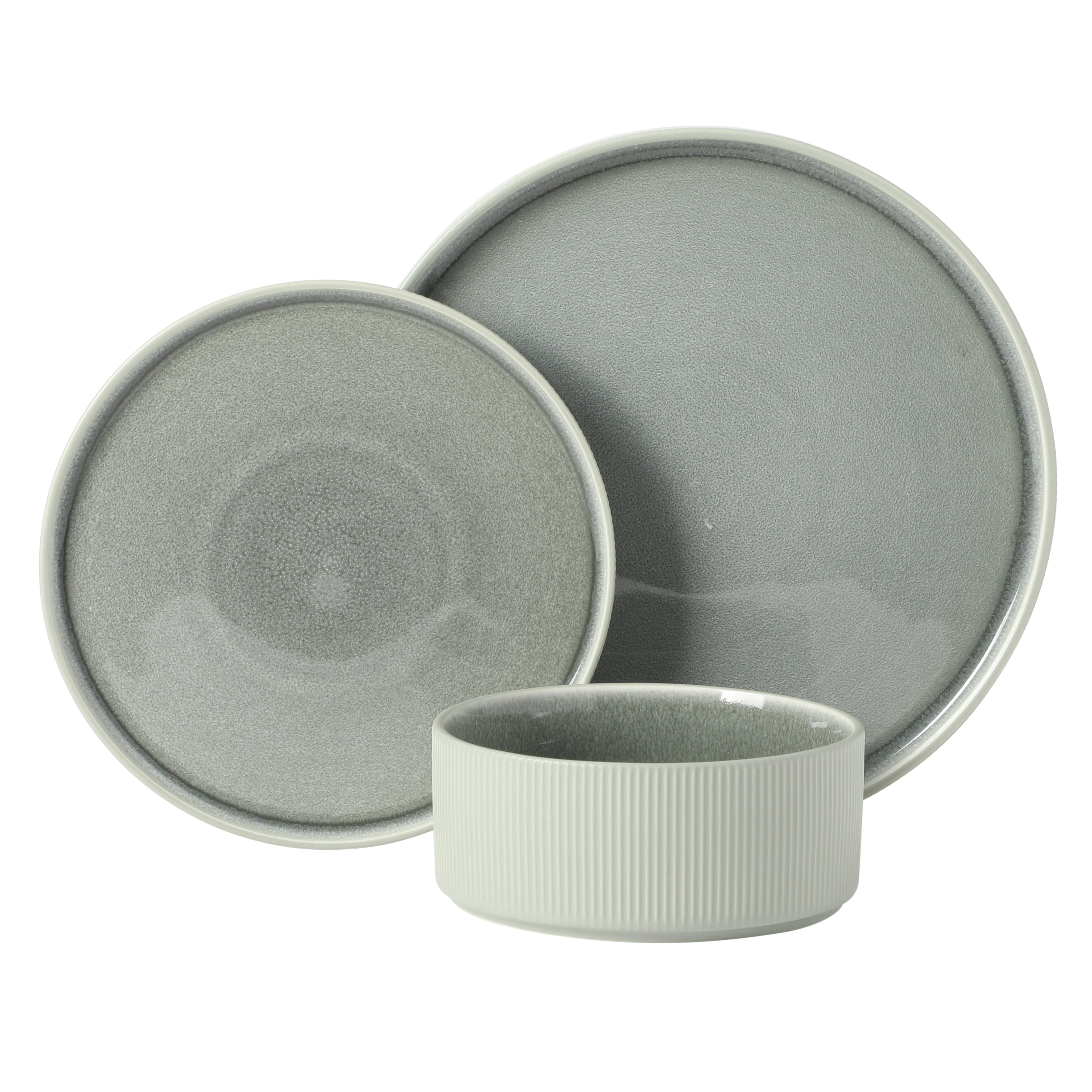 Gibson Elite Redrock Canyon 12-Piece New Bone China Dinnerware Set Service for 4, Reactive Glaze Plates and Bowls, Dishwasher Safe