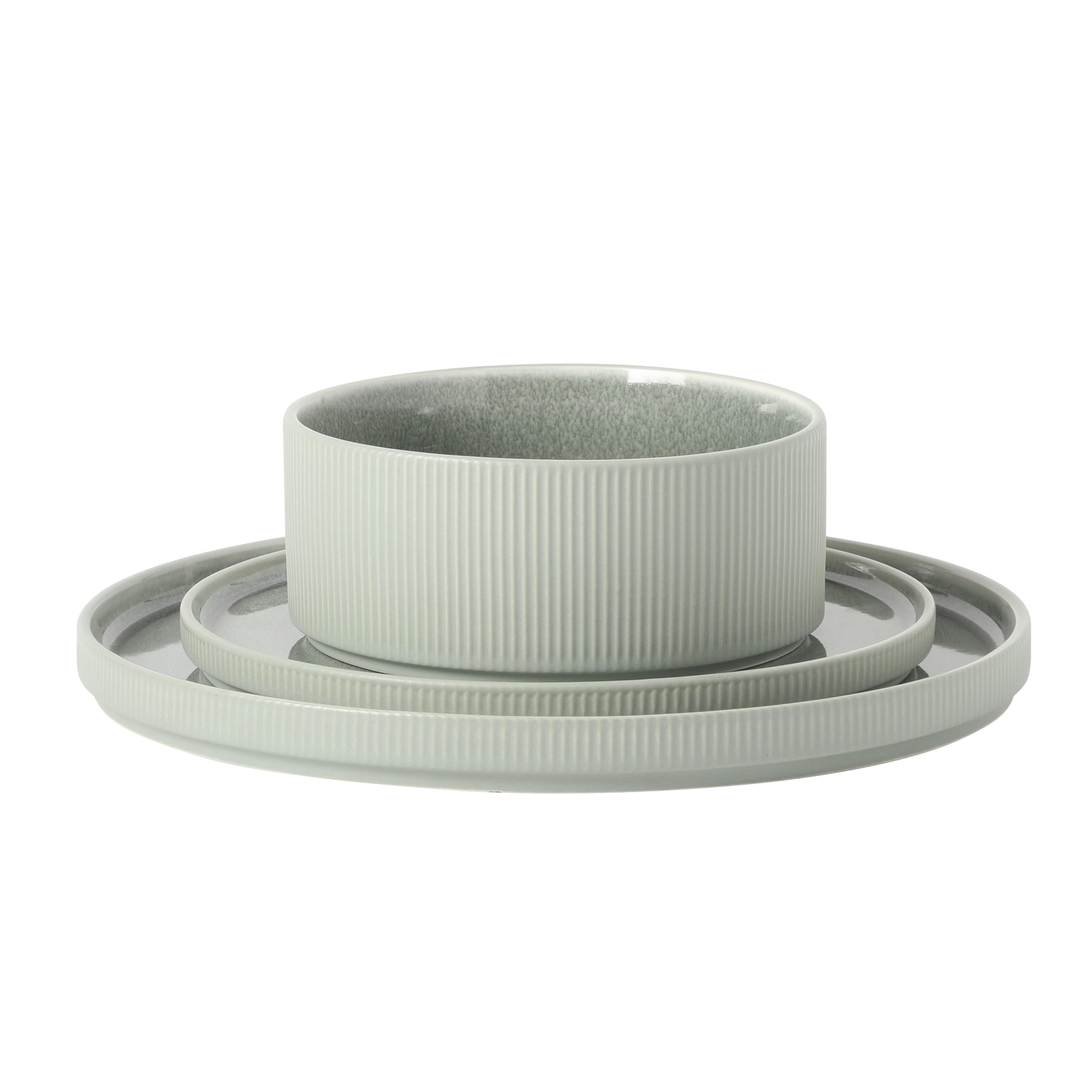 Gibson Elite Redrock Canyon 12-Piece New Bone China Dinnerware Set Service for 4, Reactive Glaze Plates and Bowls, Dishwasher Safe
