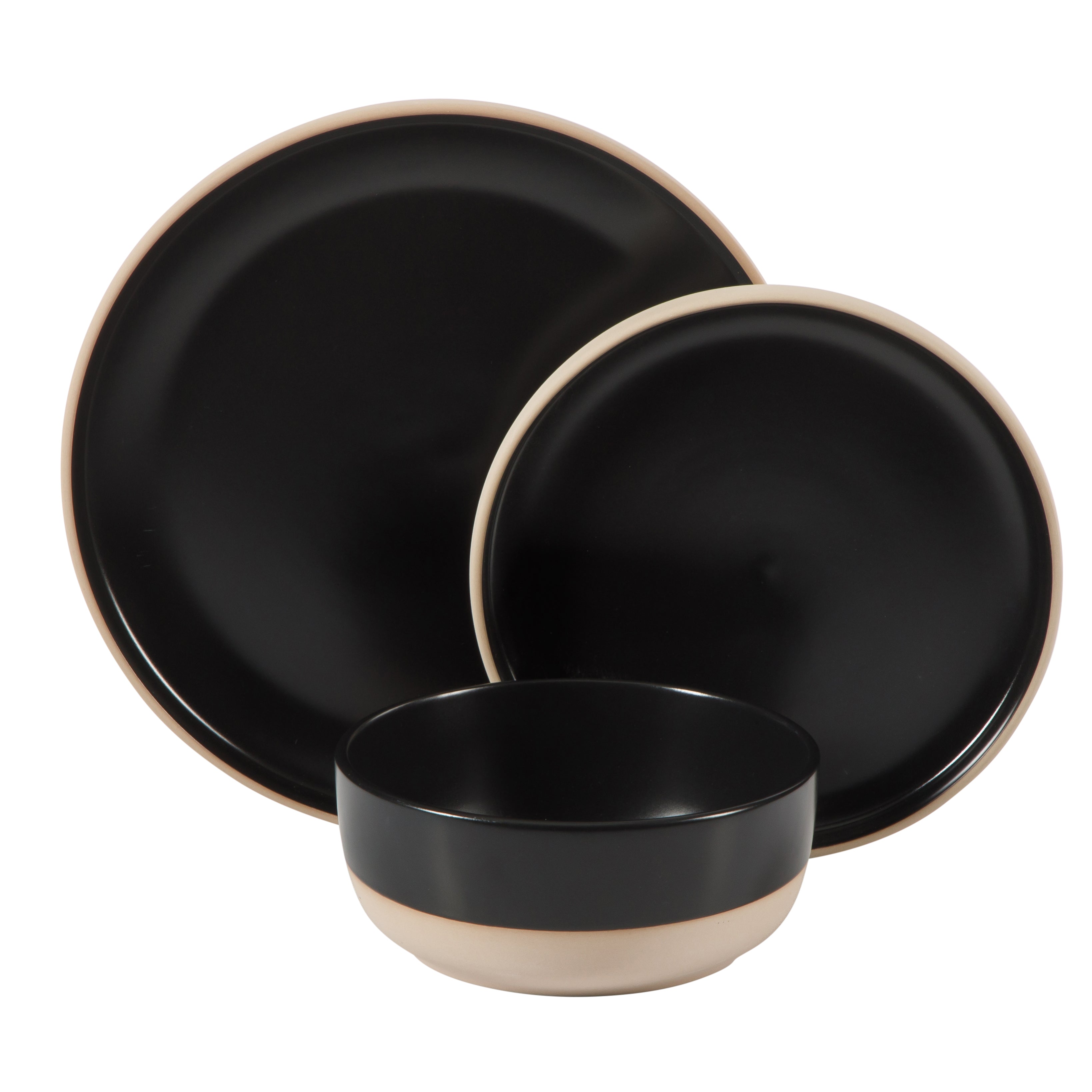 Gibson Home Plates and Bowls Set, 12 Piece Stoneware Dinnerware Set for 4, Matte Two-Tone Glaze, Dishwasher & Microwave Safe, Green