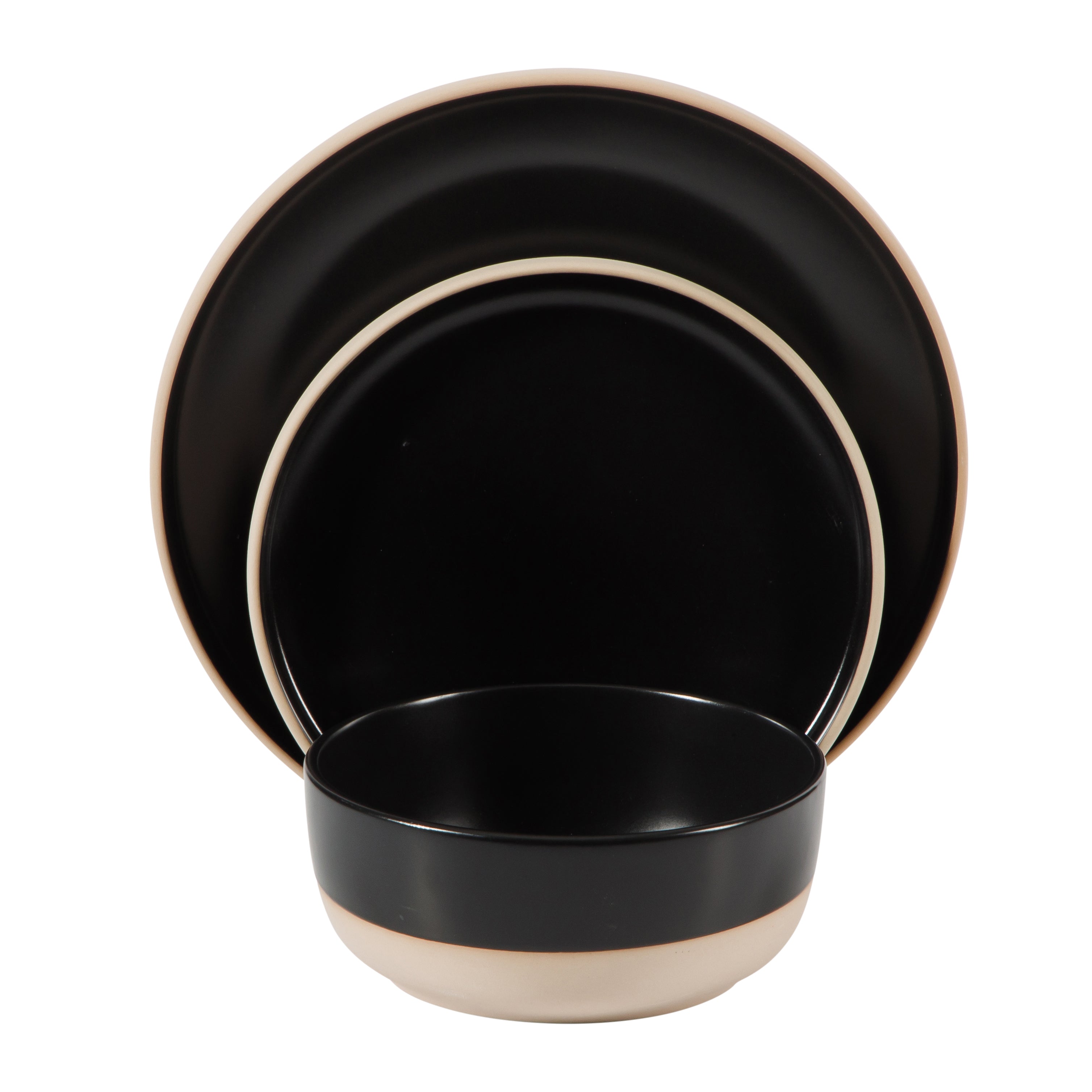 Gibson Home Plates and Bowls Set, 12 Piece Stoneware Dinnerware Set for 4, Matte Two-Tone Glaze, Dishwasher & Microwave Safe, Green