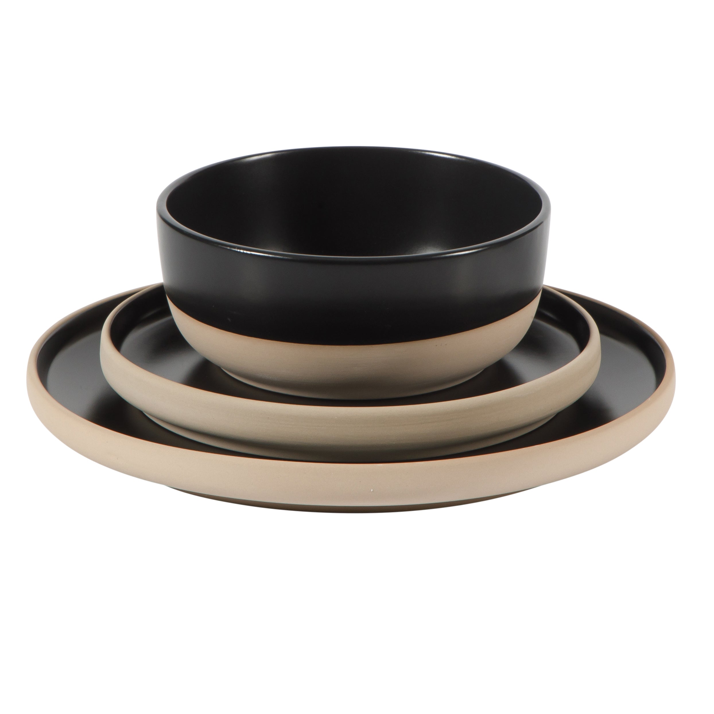 Gibson Home Plates and Bowls Set, 12 Piece Stoneware Dinnerware Set for 4, Matte Two-Tone Glaze, Dishwasher & Microwave Safe, Green