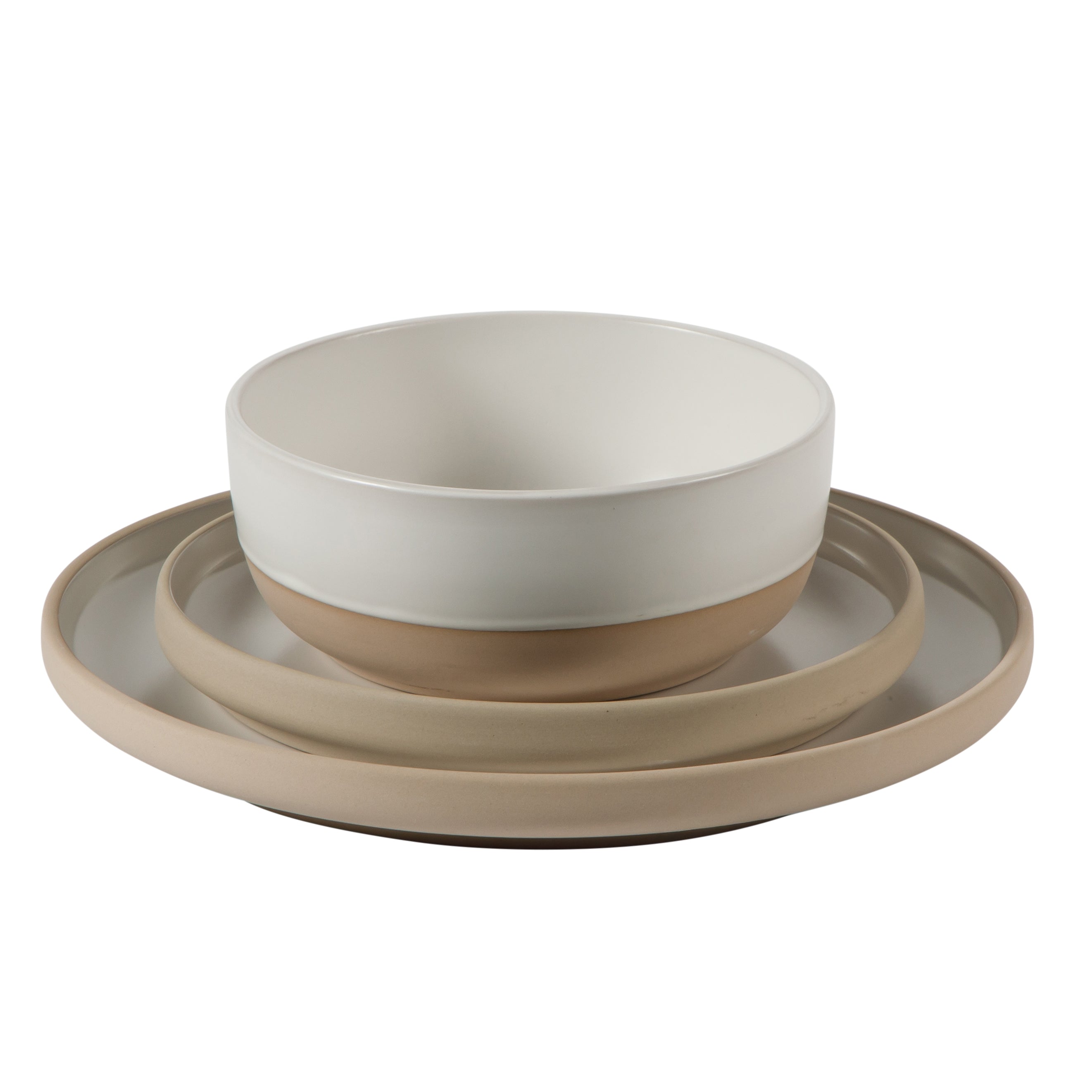 Gibson Home Plates and Bowls Set, 12 Piece Stoneware Dinnerware Set for 4, Matte Two-Tone Glaze, Dishwasher & Microwave Safe, Green