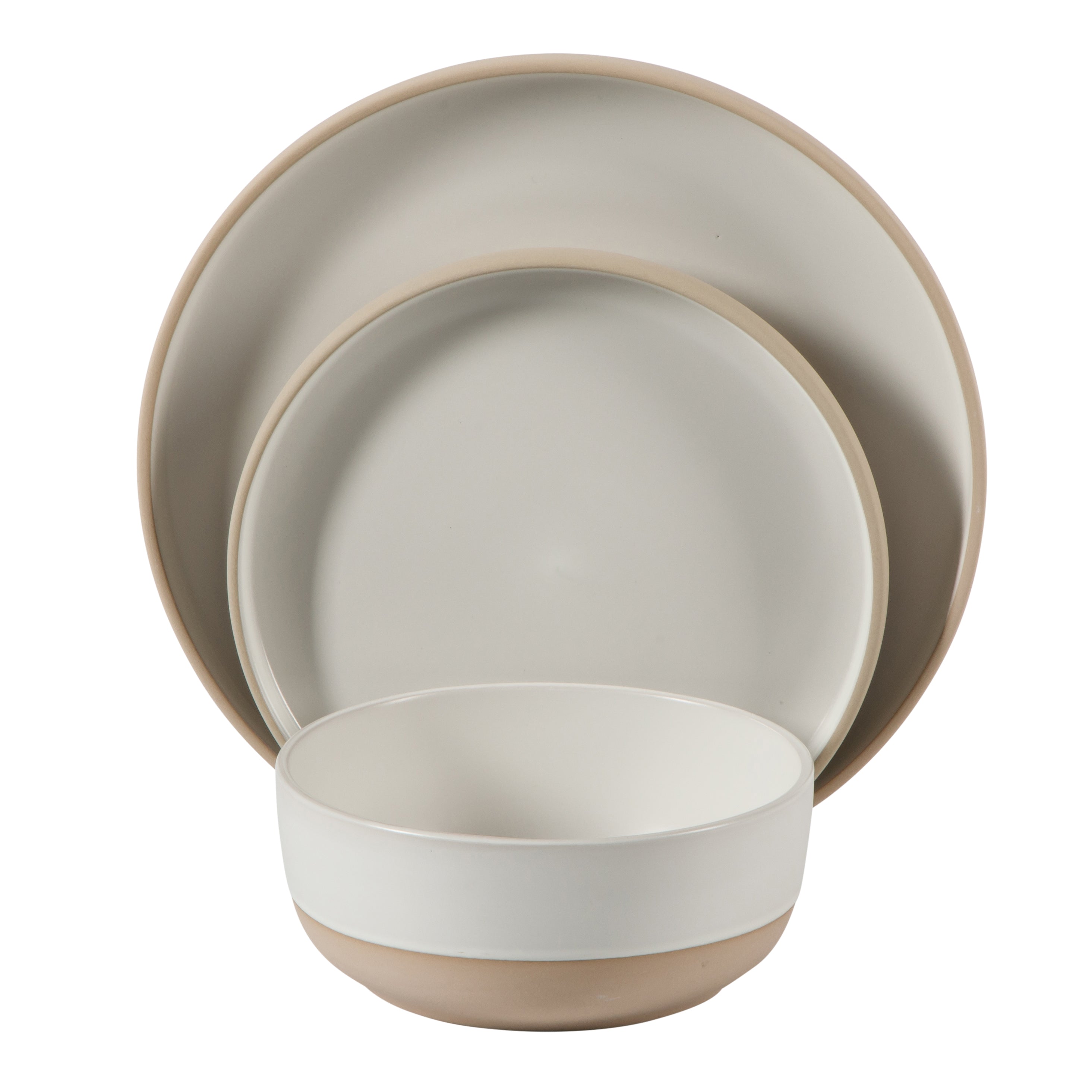 Gibson Home Plates and Bowls Set, 12 Piece Stoneware Dinnerware Set for 4, Matte Two-Tone Glaze, Dishwasher & Microwave Safe, Green