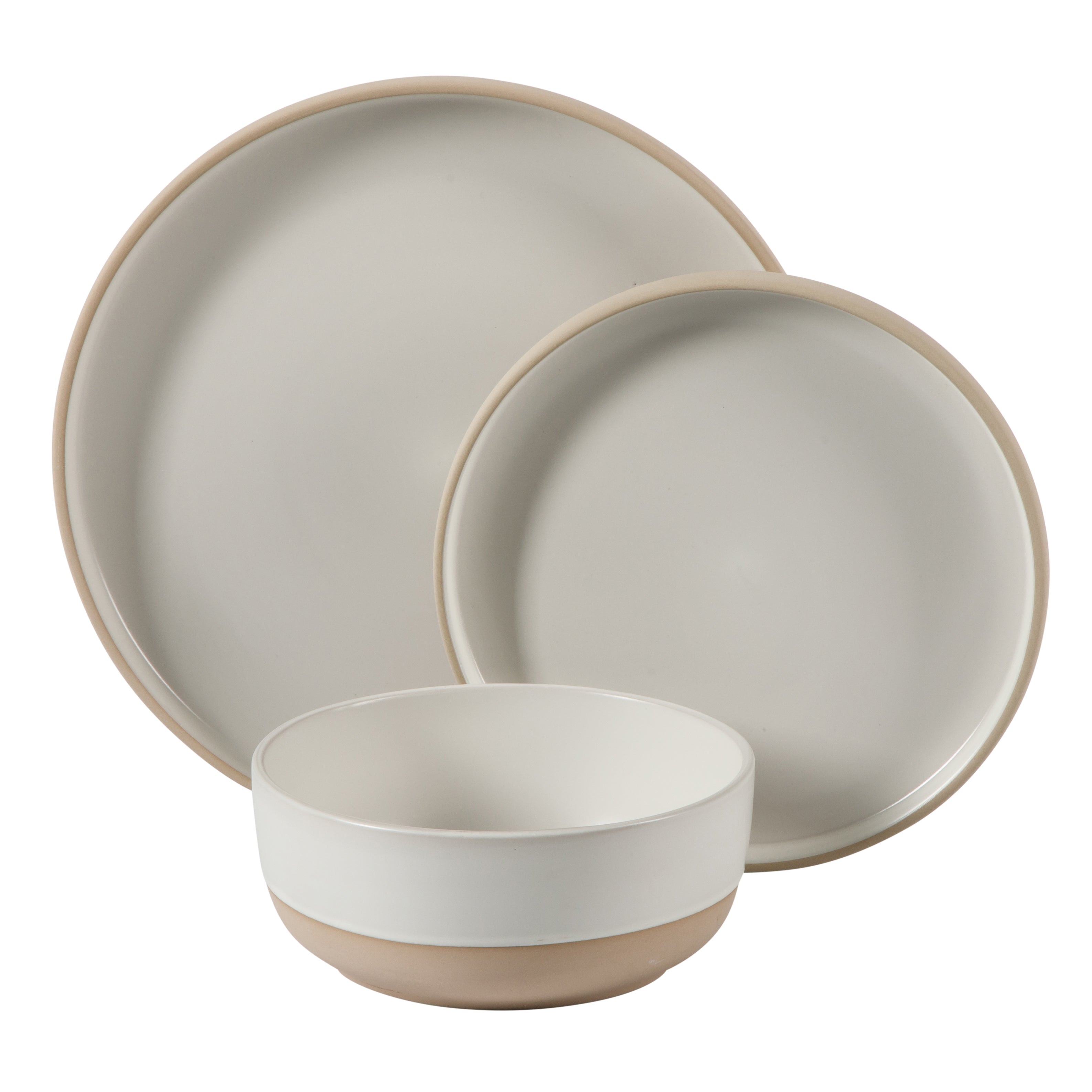 Gibson Home Plates and Bowls Set, 12 Piece Stoneware Dinnerware Set for 4, Matte Two-Tone Glaze, Dishwasher & Microwave Safe, Green