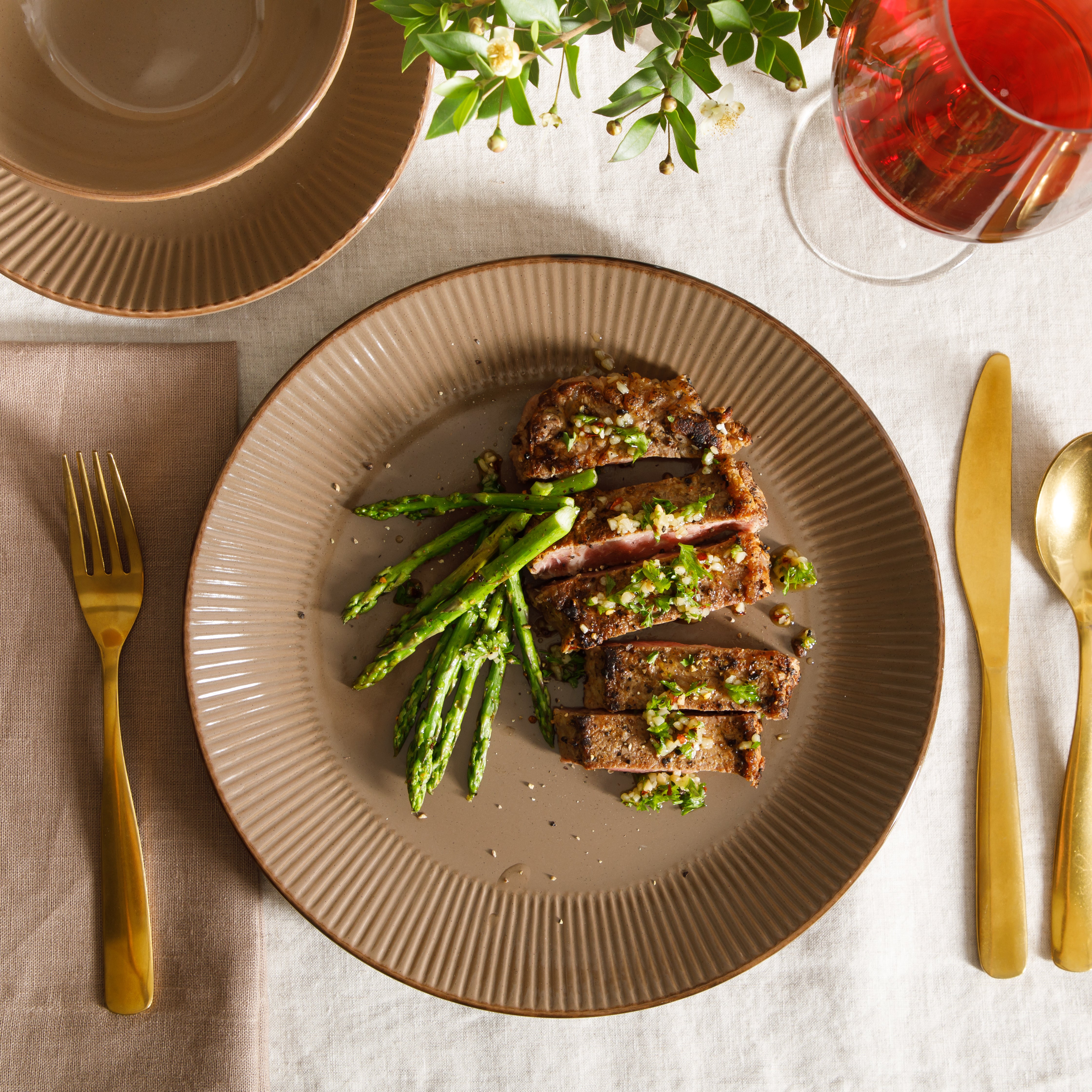 Gibson Home Plates and Bowls Set, 12 Piece Stoneware Dinnerware Set for 4, Ribbed Reactive Glaze, Dishwasher & Microwave Safe