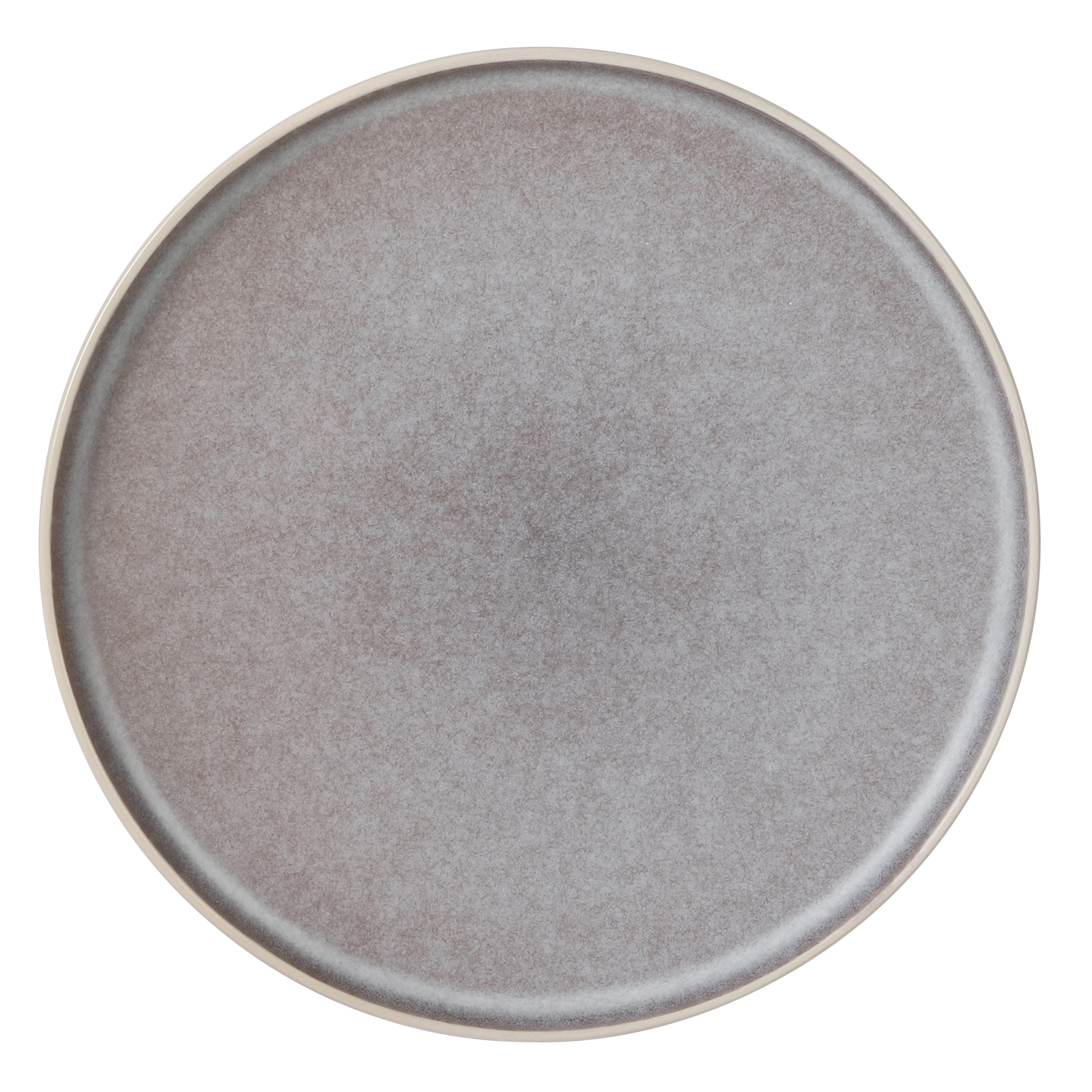 Gibson Elite Coastal Forest Plates and Bowls Sets, 12-Piece Stoneware Dinnerware Sets, Triple Reactive Glaze Dish Set - Grey and Cream White